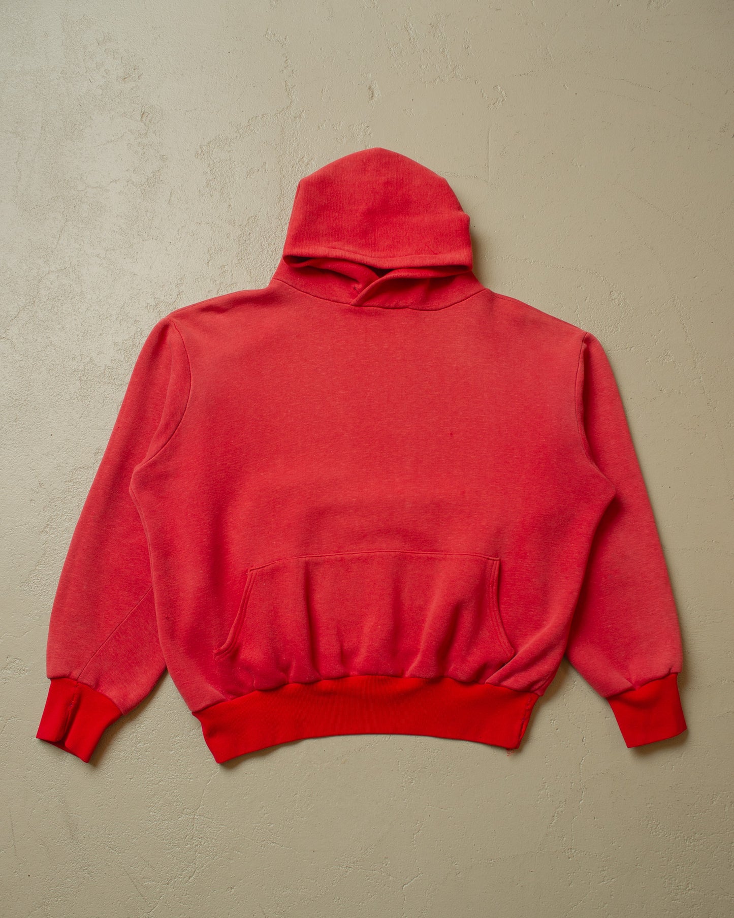 1970s Faded Two Tone Hoodie red - M/L