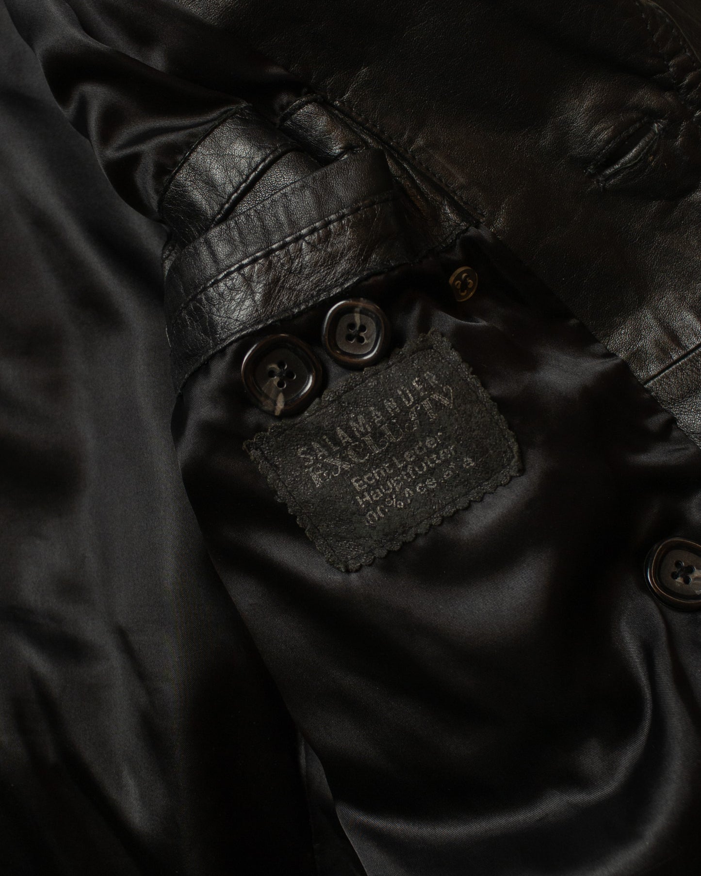 1970s Salamander Leather Coat black - L/XL