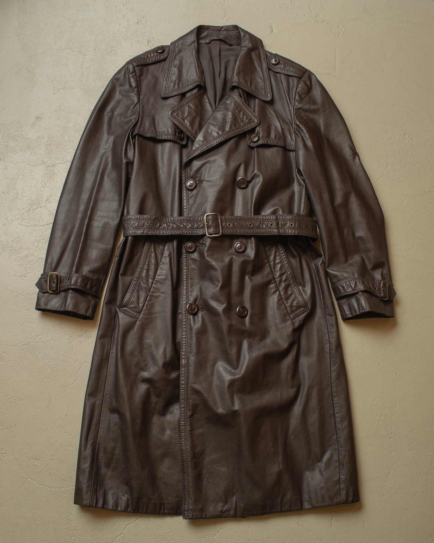 1970s/80s C&A Leather Coat brown - L