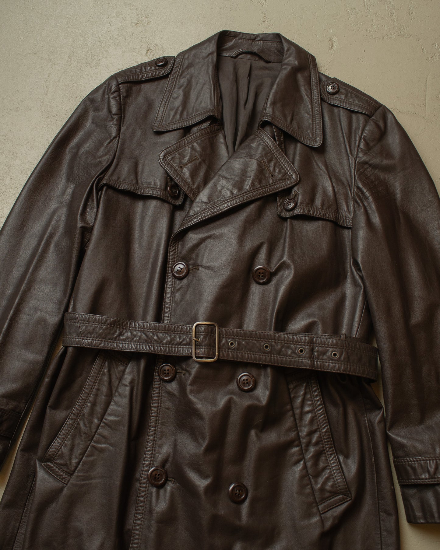 1970s/80s C&A Leather Coat brown - L