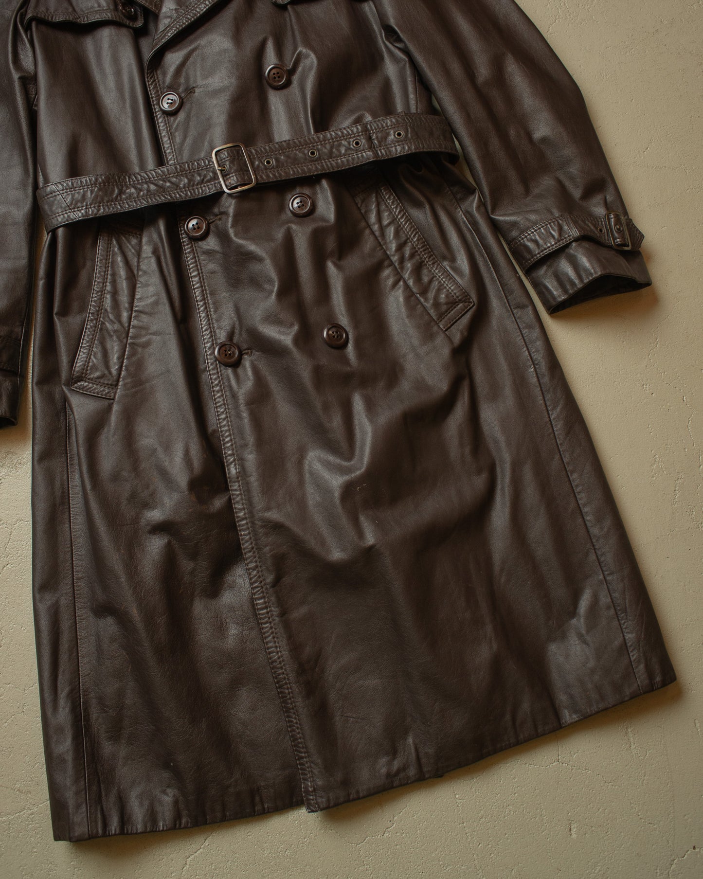 1970s/80s C&A Leather Coat brown - L