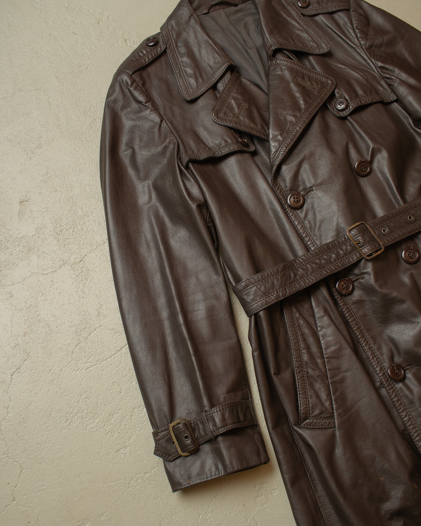 1970s/80s C&A Leather Coat brown - L