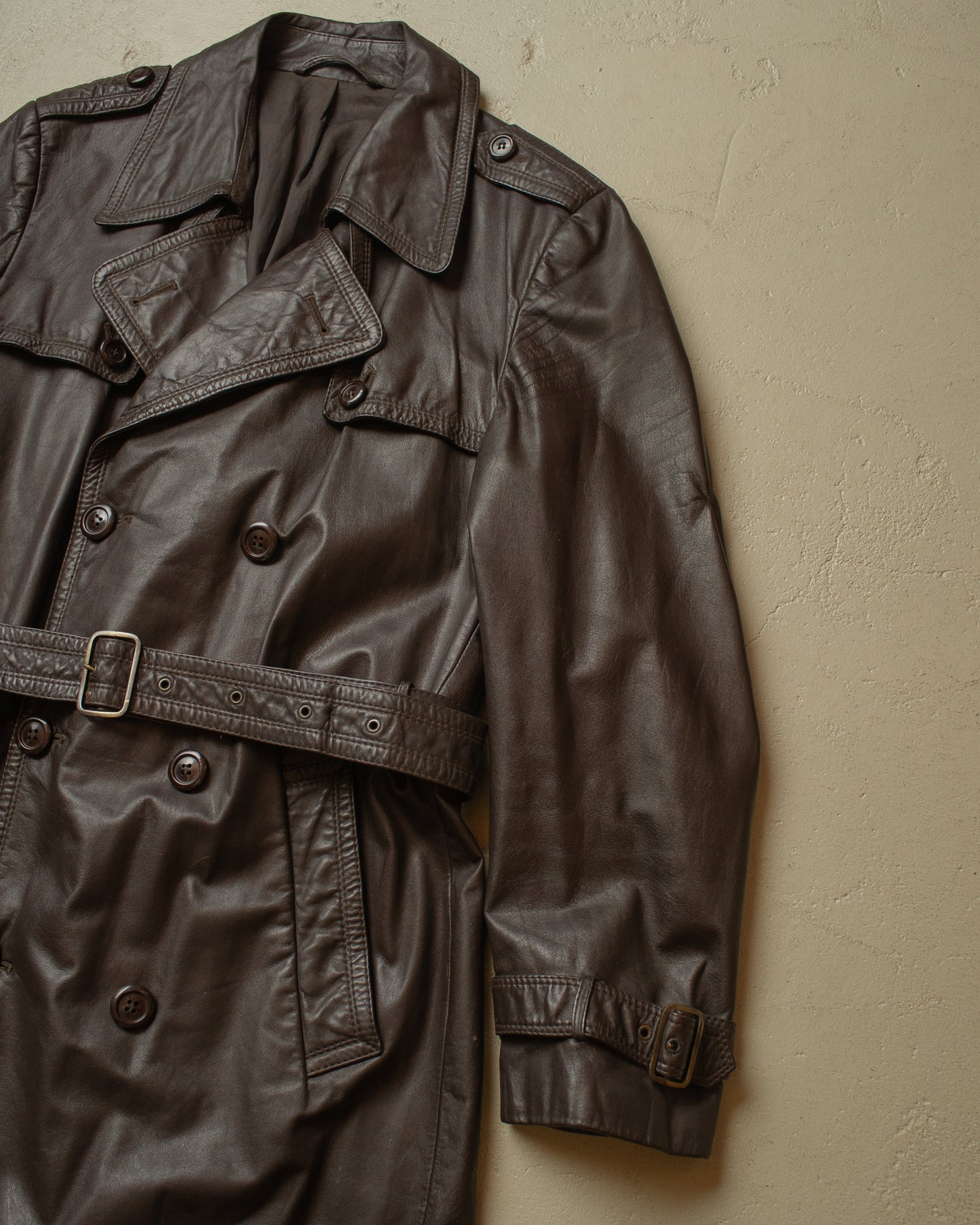 1970s/80s C&A Leather Coat brown - L