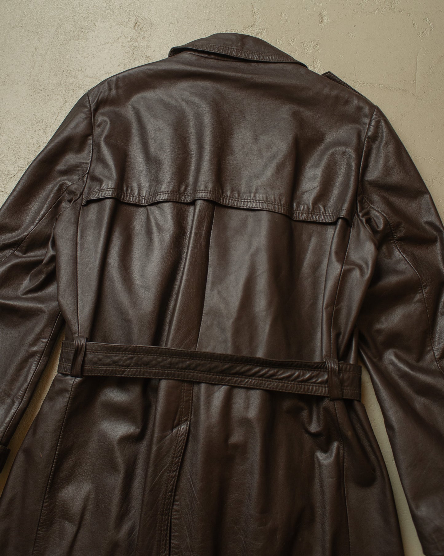 1970s/80s C&A Leather Coat brown - L