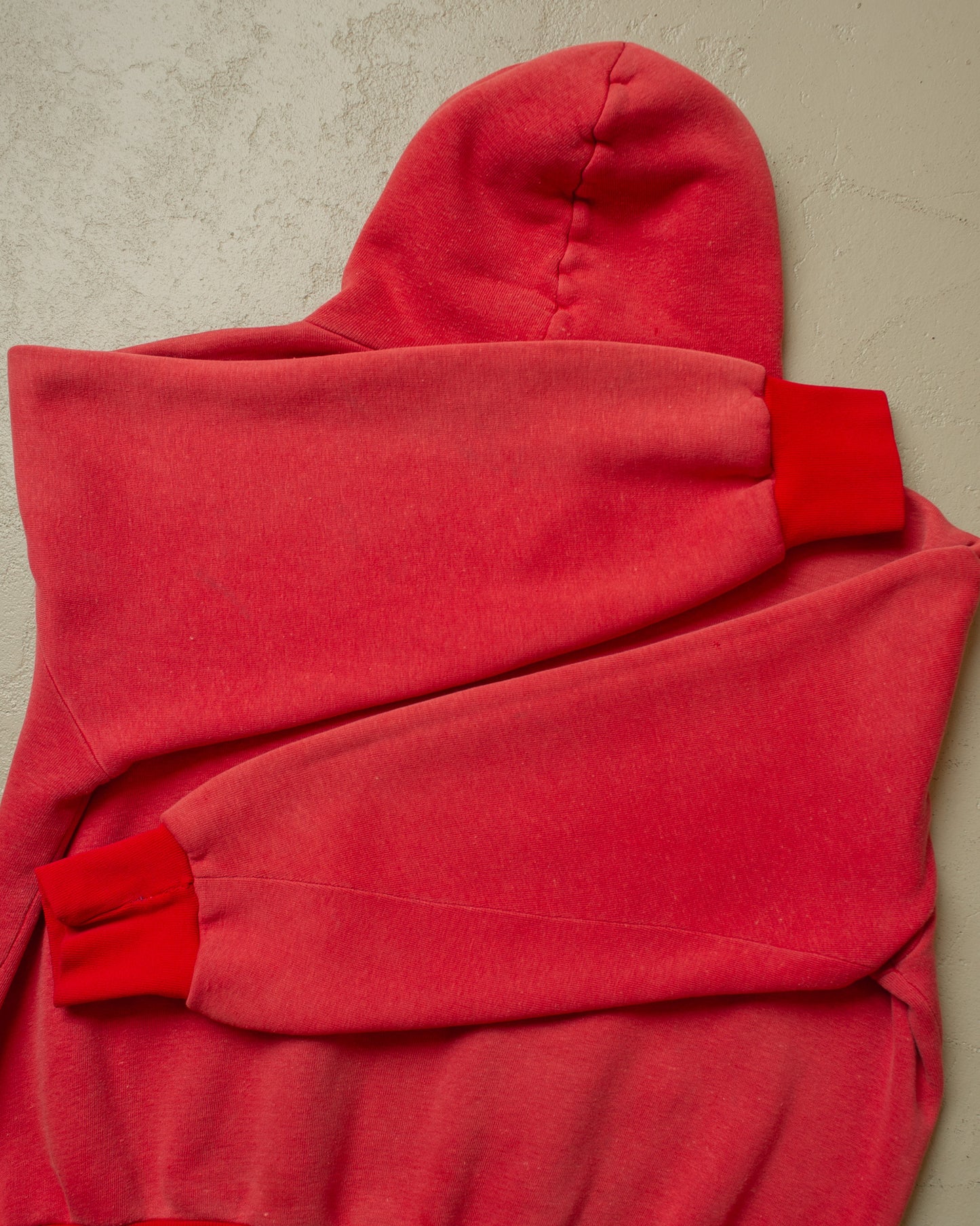 1970s Faded Two Tone Hoodie red - M/L