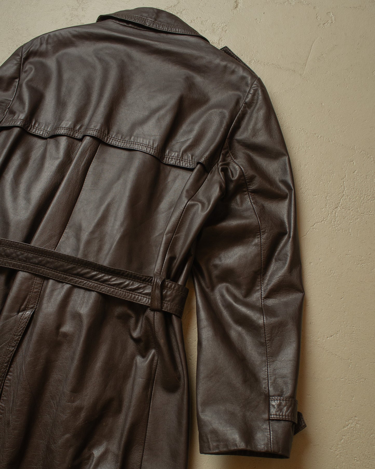 1970s/80s C&A Leather Coat brown - L