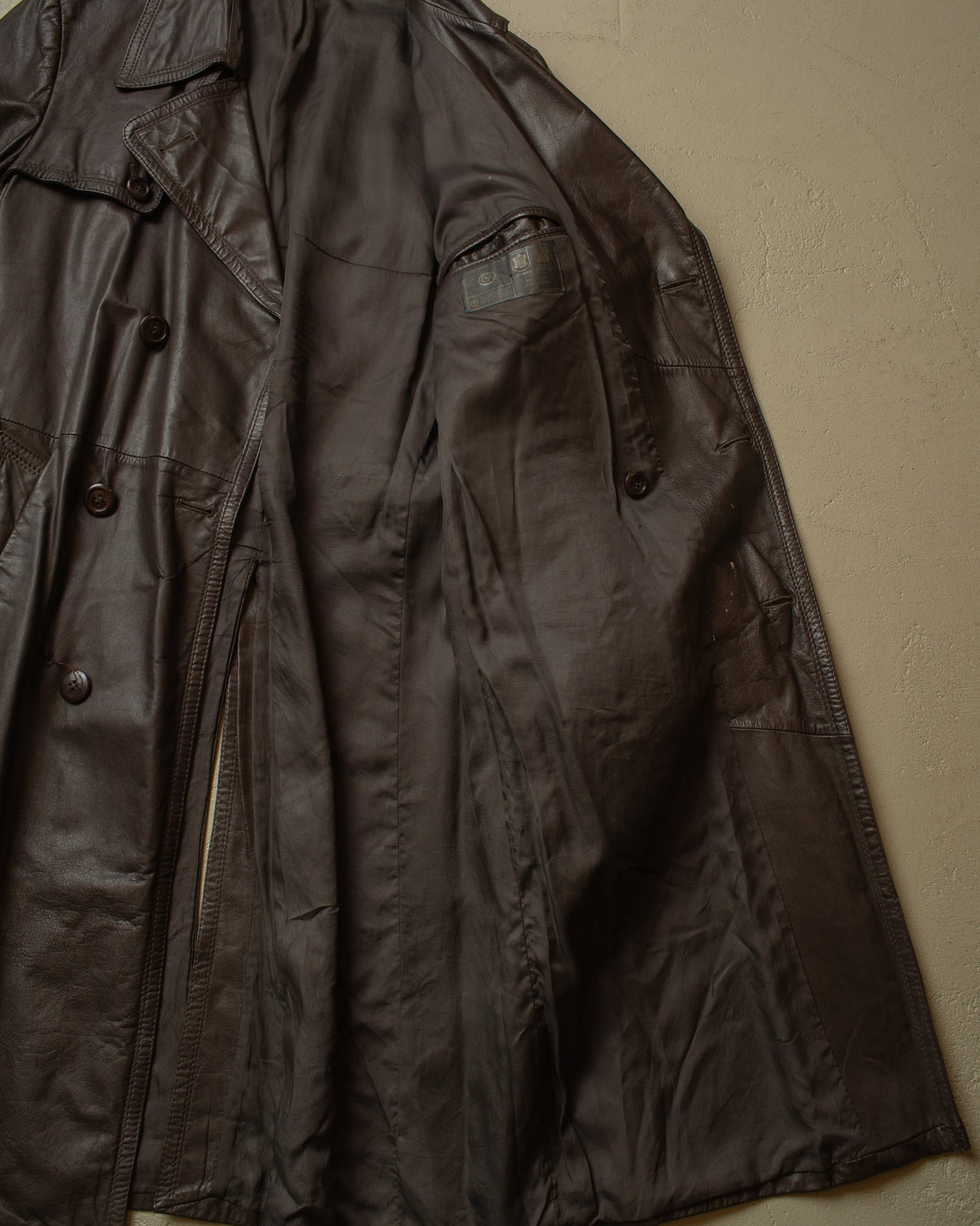 1970s/80s C&A Leather Coat brown - L