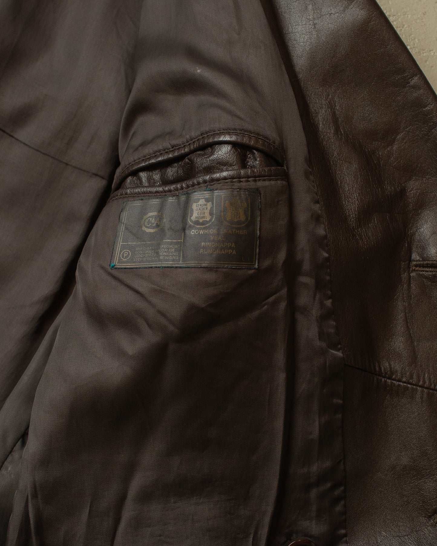 1970s/80s C&A Leather Coat brown - L