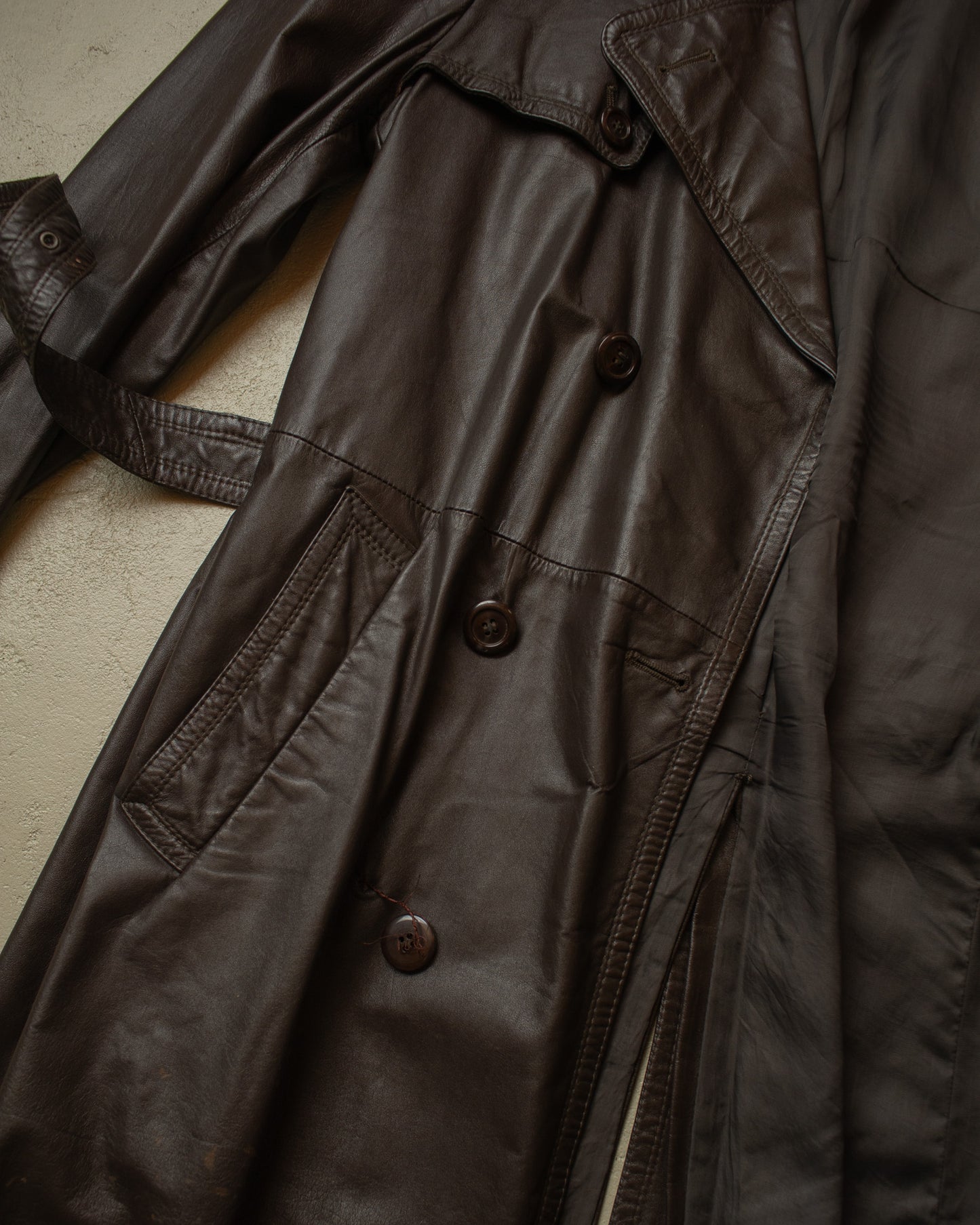 1970s/80s C&A Leather Coat brown - L