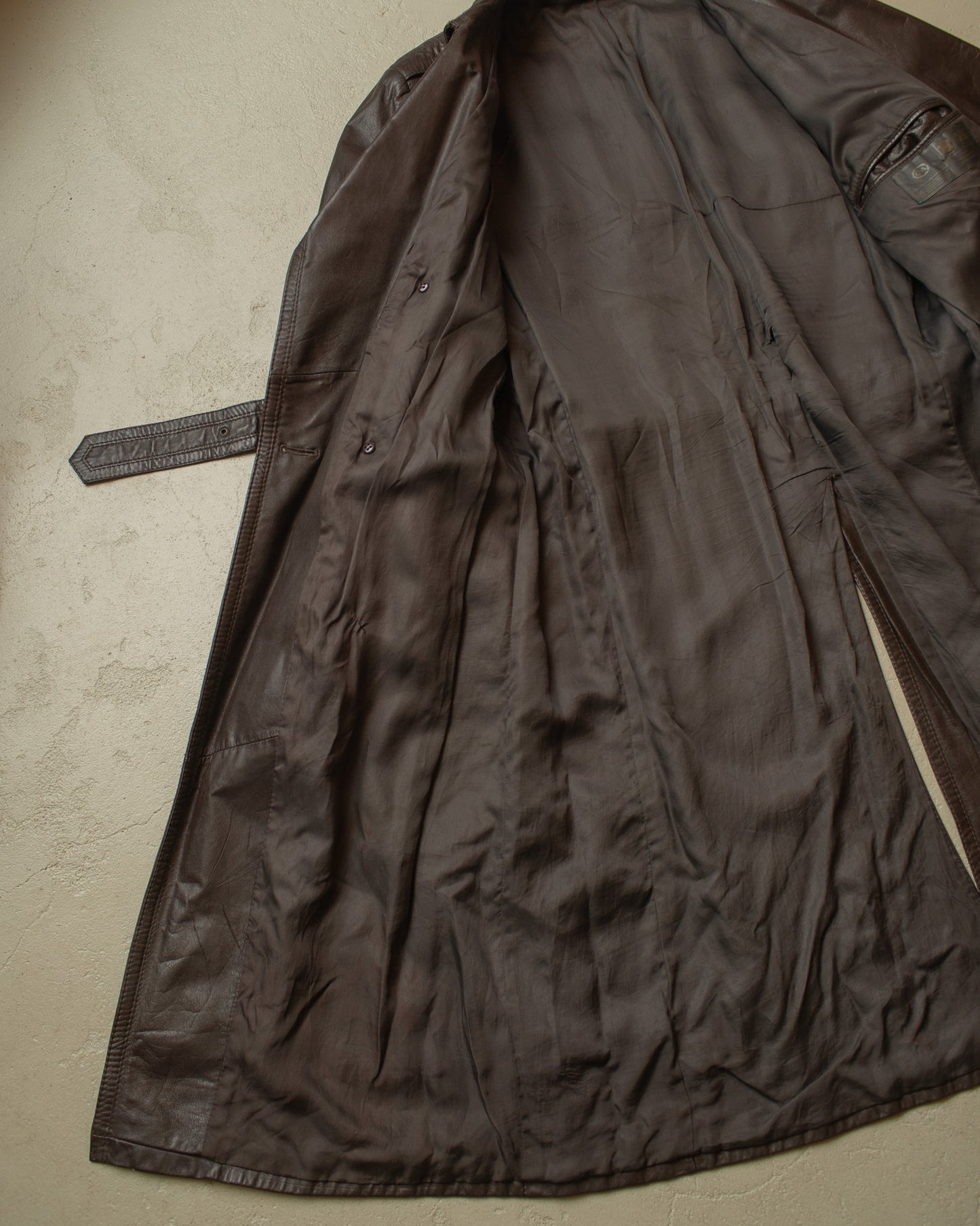 1970s/80s C&A Leather Coat brown - L