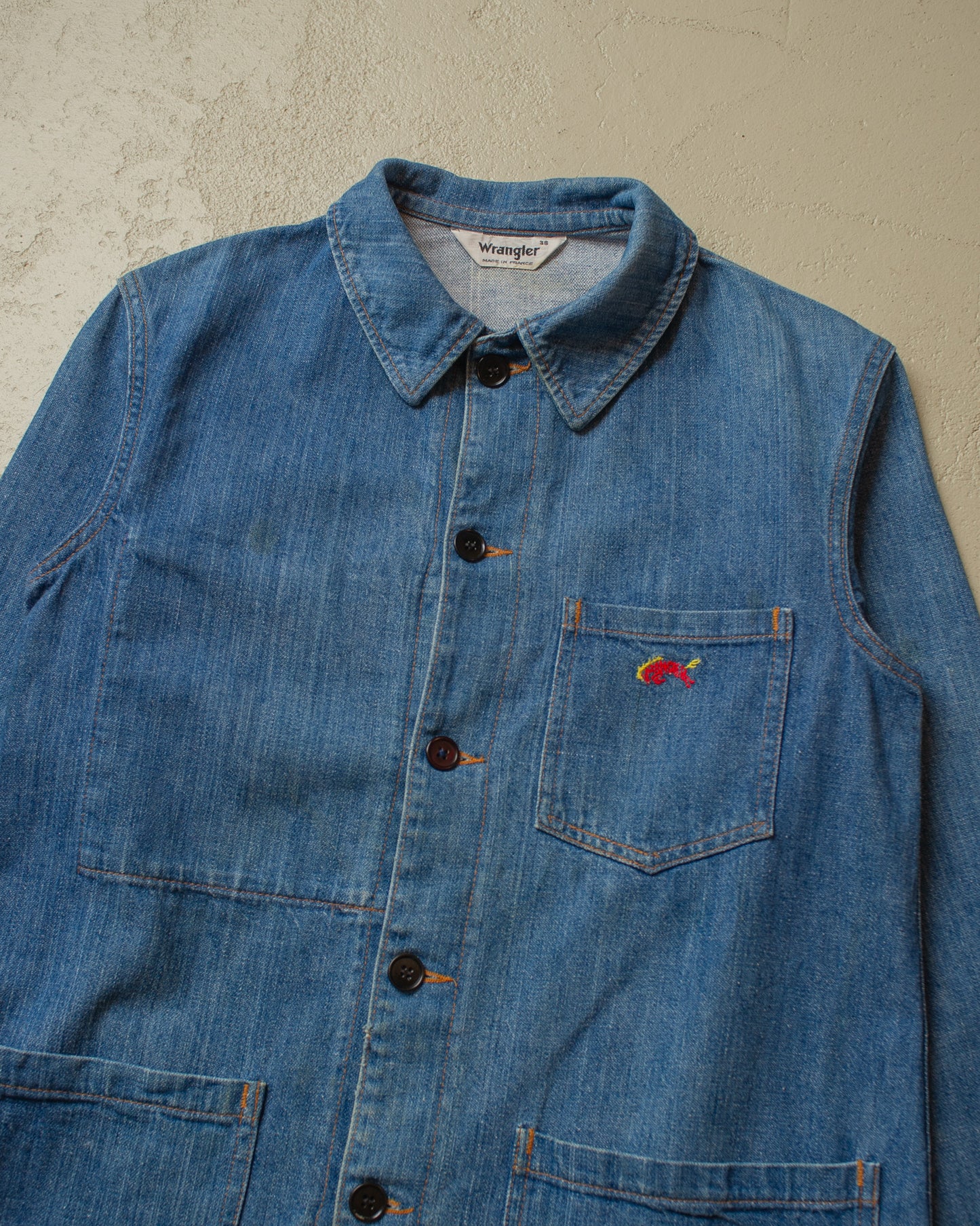 1970s/80s Womens Wrangler Denim Chore Jacket blue - M/L