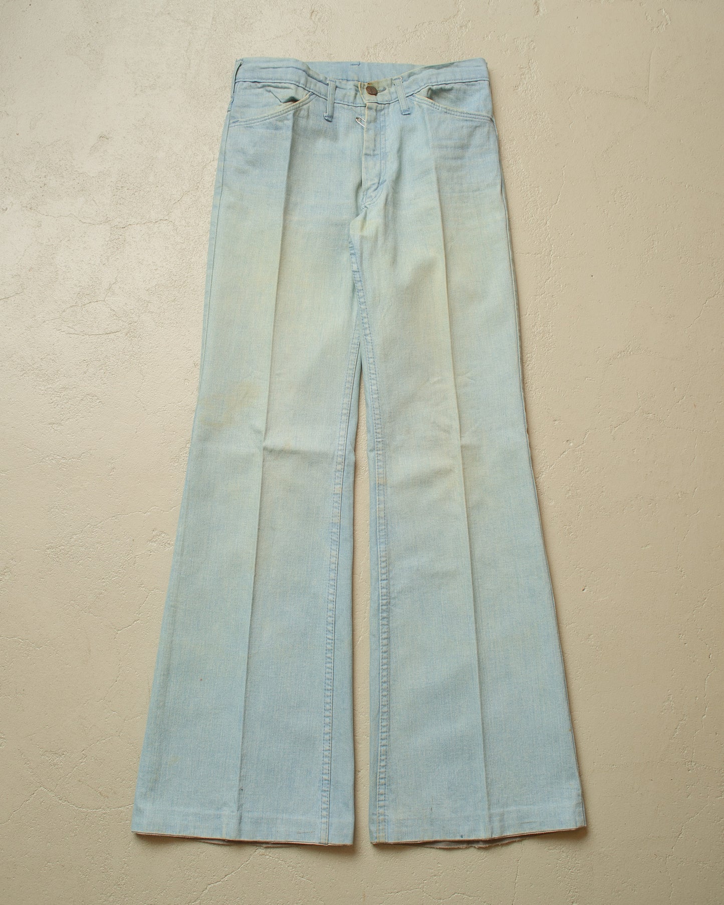 1970s Faded Mustang Flared Denim Pants blue - W28 L32