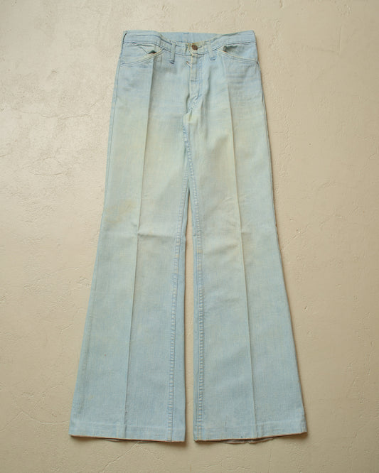 1970s Faded Mustang Flared Denim Pants blue - W28 L32