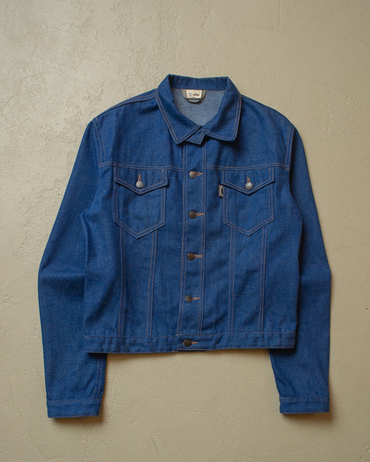 1970s Shanty cropped Denim Jacket blue - M/L