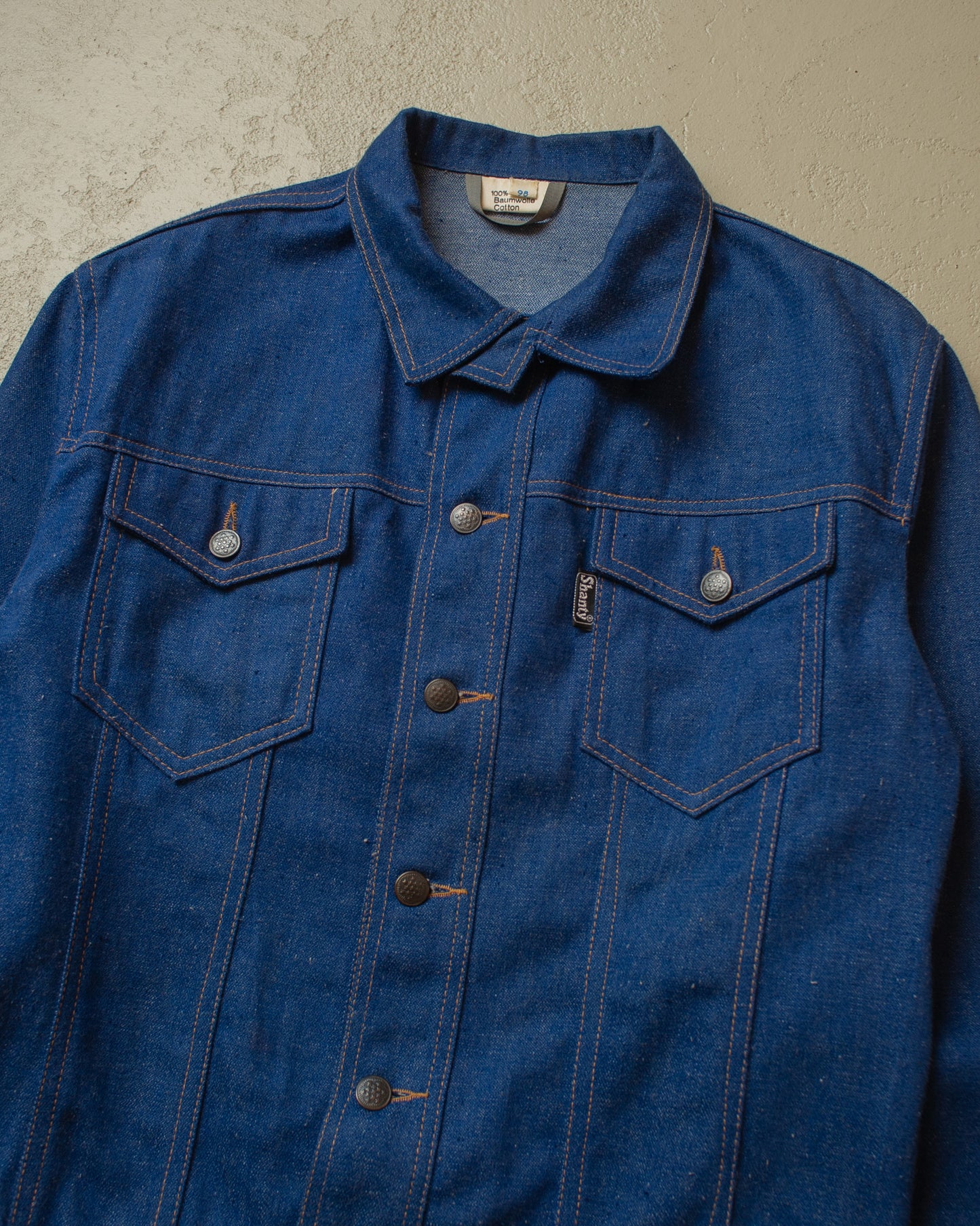 1970s Shanty cropped Denim Jacket blue - M/L