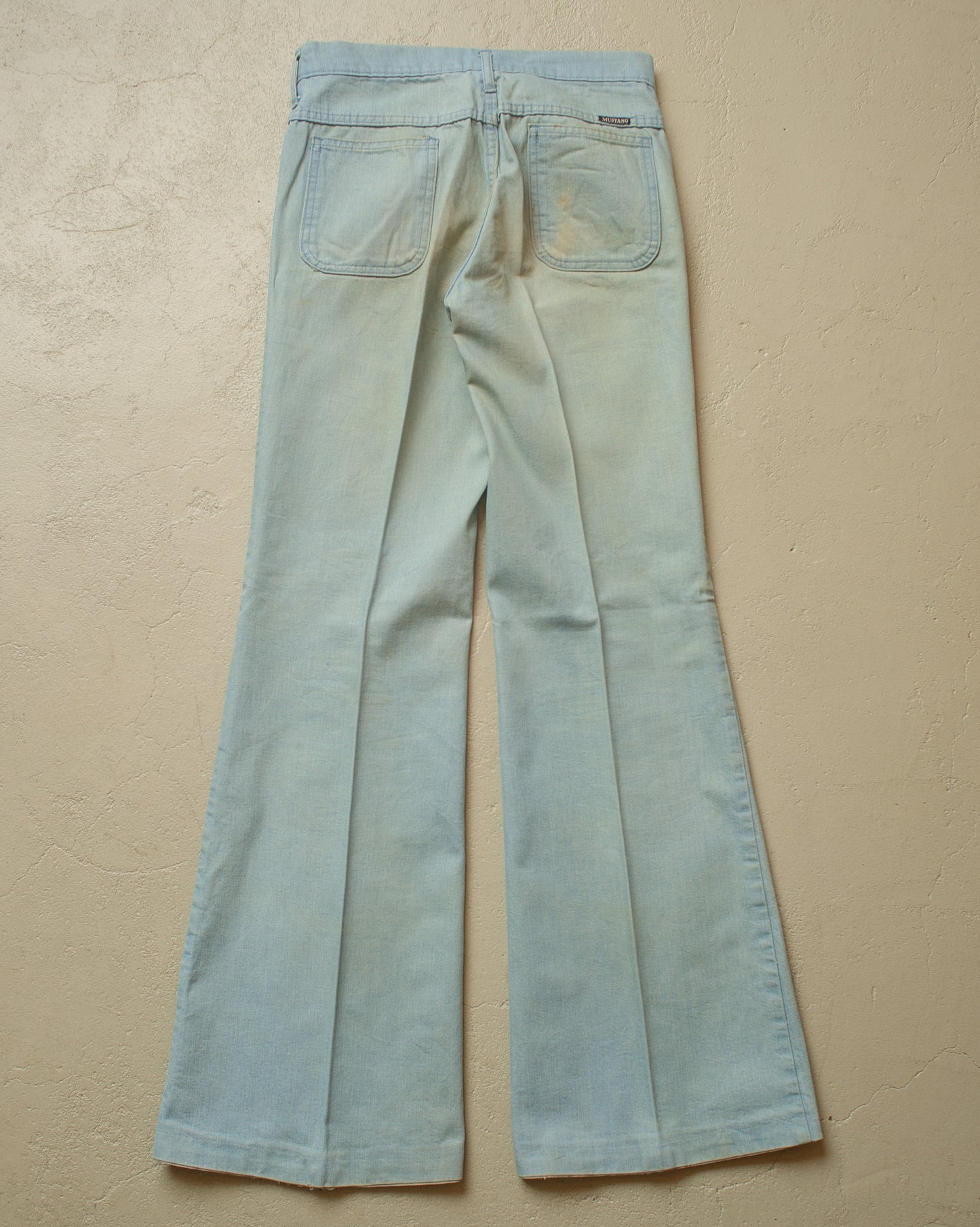 1970s Faded Mustang Flared Denim Pants blue - W28 L32