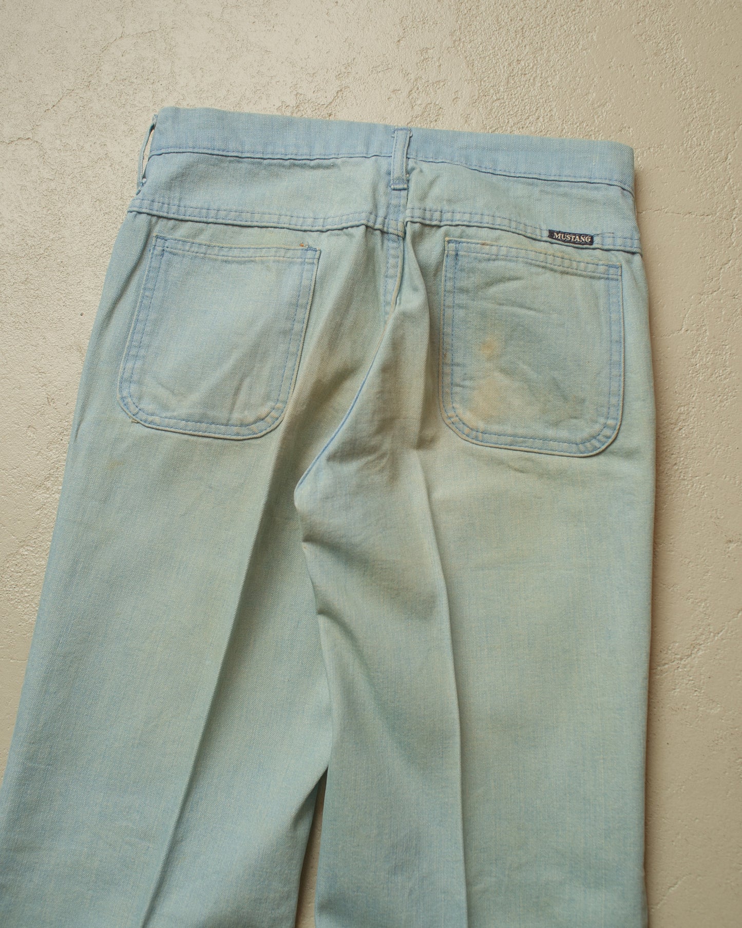1970s Faded Mustang Flared Denim Pants blue - W28 L32