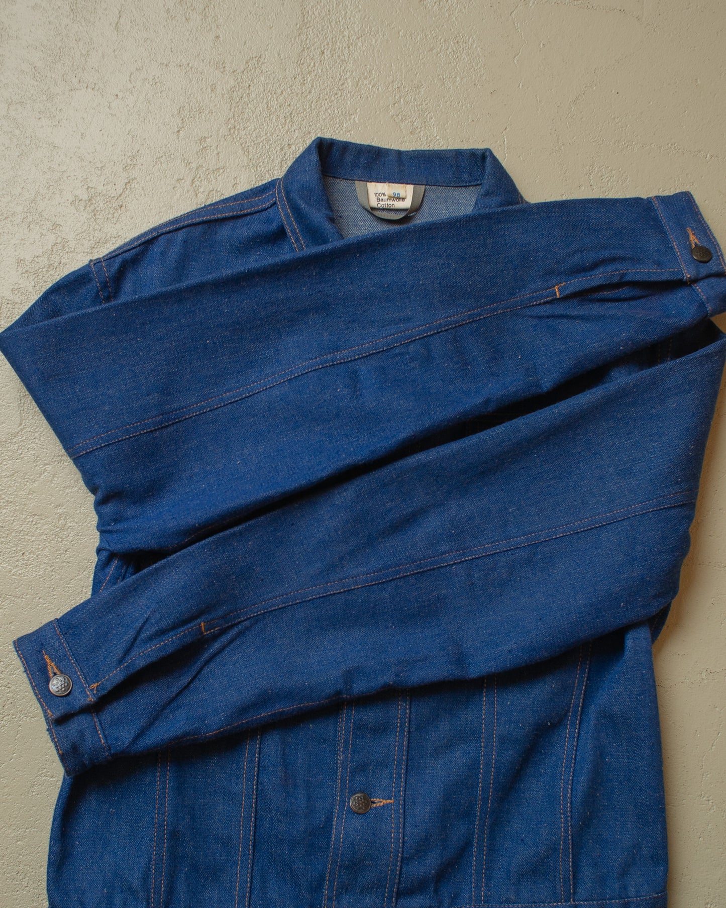1970s Shanty cropped Denim Jacket blue - M/L