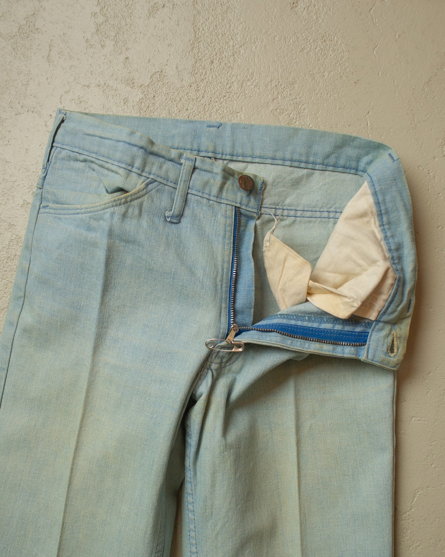 1970s Faded Mustang Flared Denim Pants blue - W28 L32