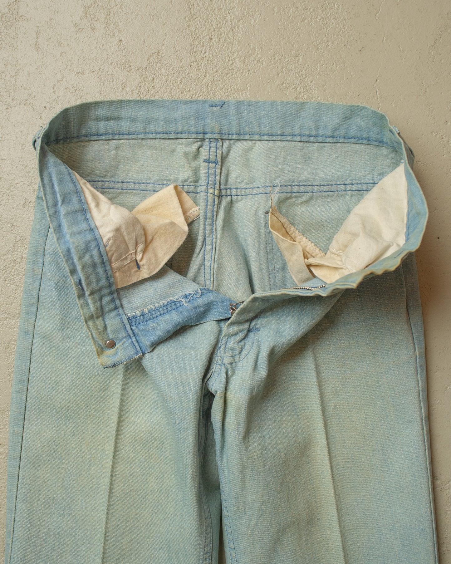 1970s Faded Mustang Flared Denim Pants blue - W28 L32