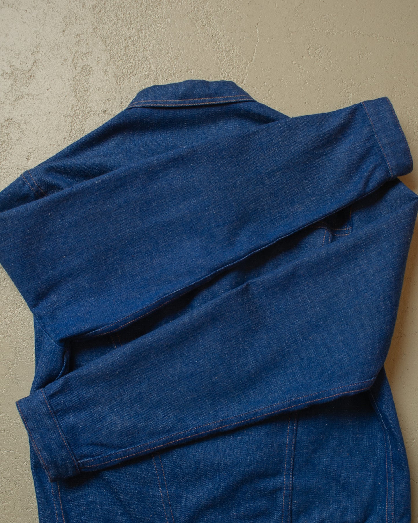 1970s Shanty cropped Denim Jacket blue - M/L