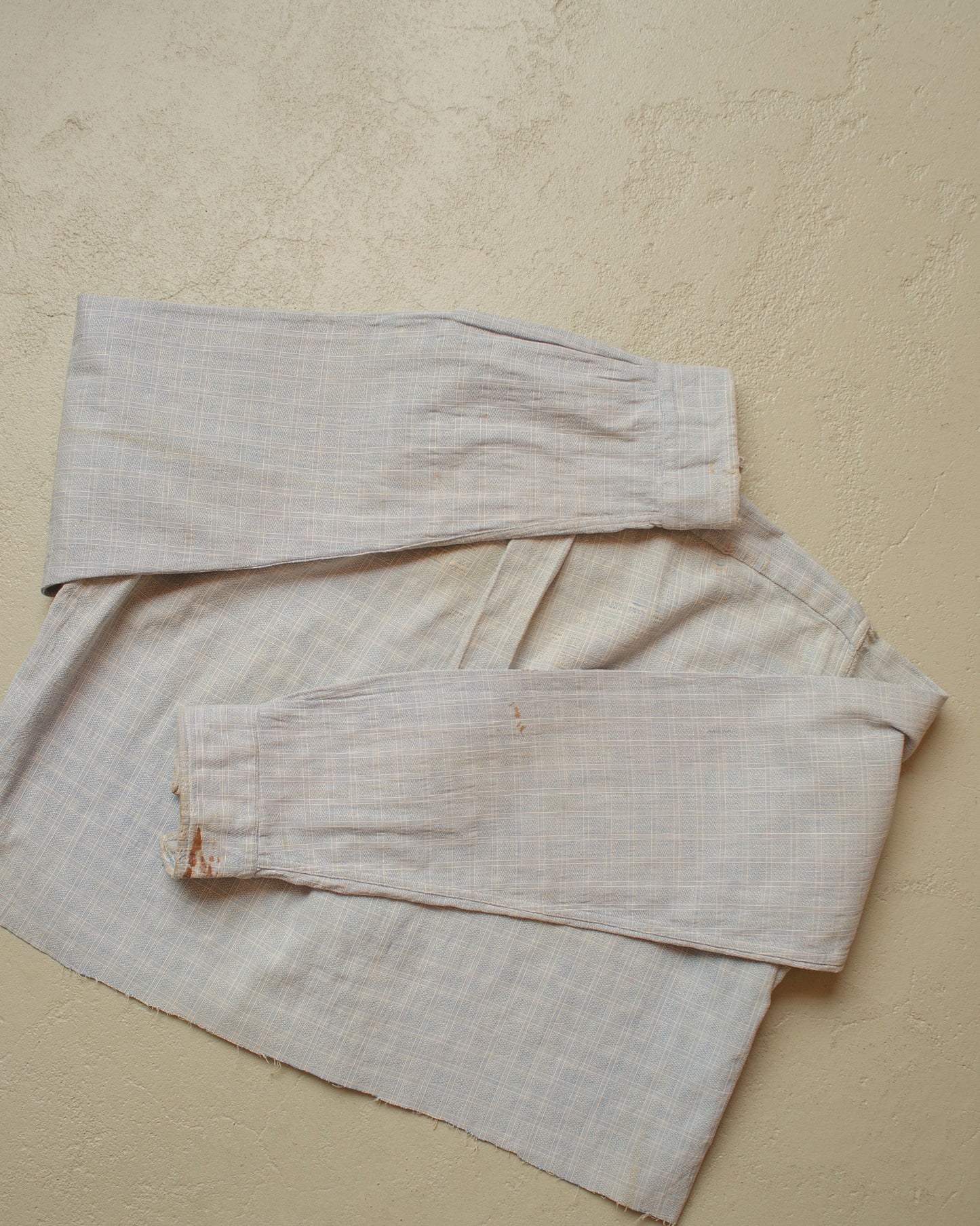 1940s/50s distressed German cropped checkered Shirt blue - M