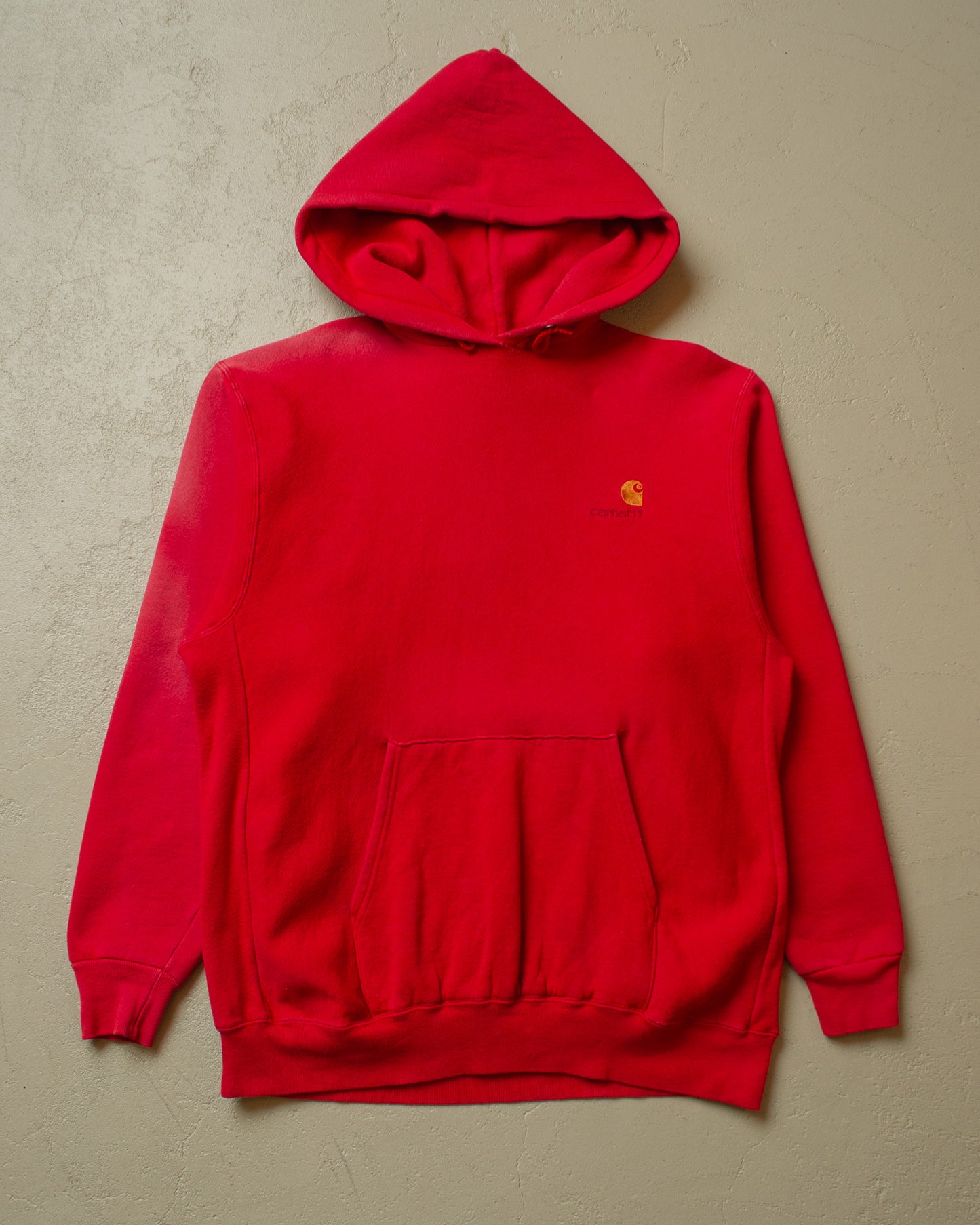 1990s Faded Carhartt "Reverse Weave" Hoodie red - XL