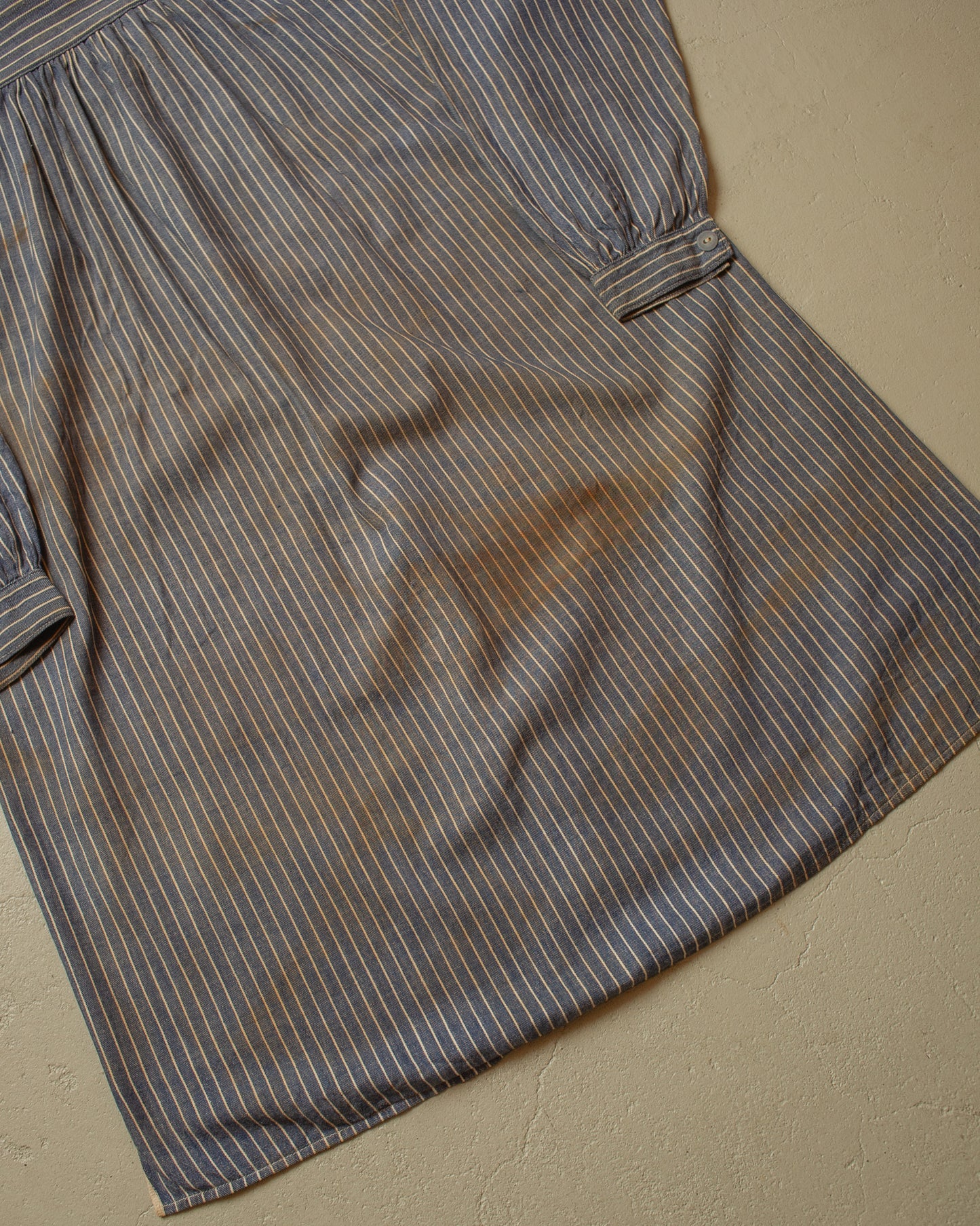 1910s/20s German striped Butcher Work Shirt blue - M/L