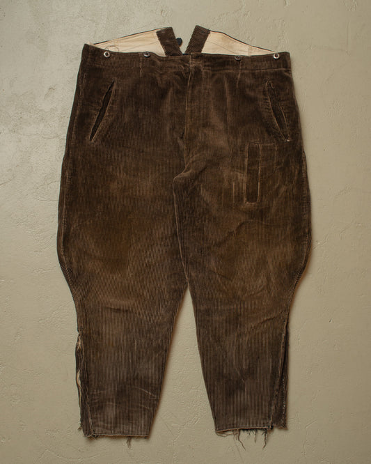 1930s German Corduroy Breeches brown - W41 L24