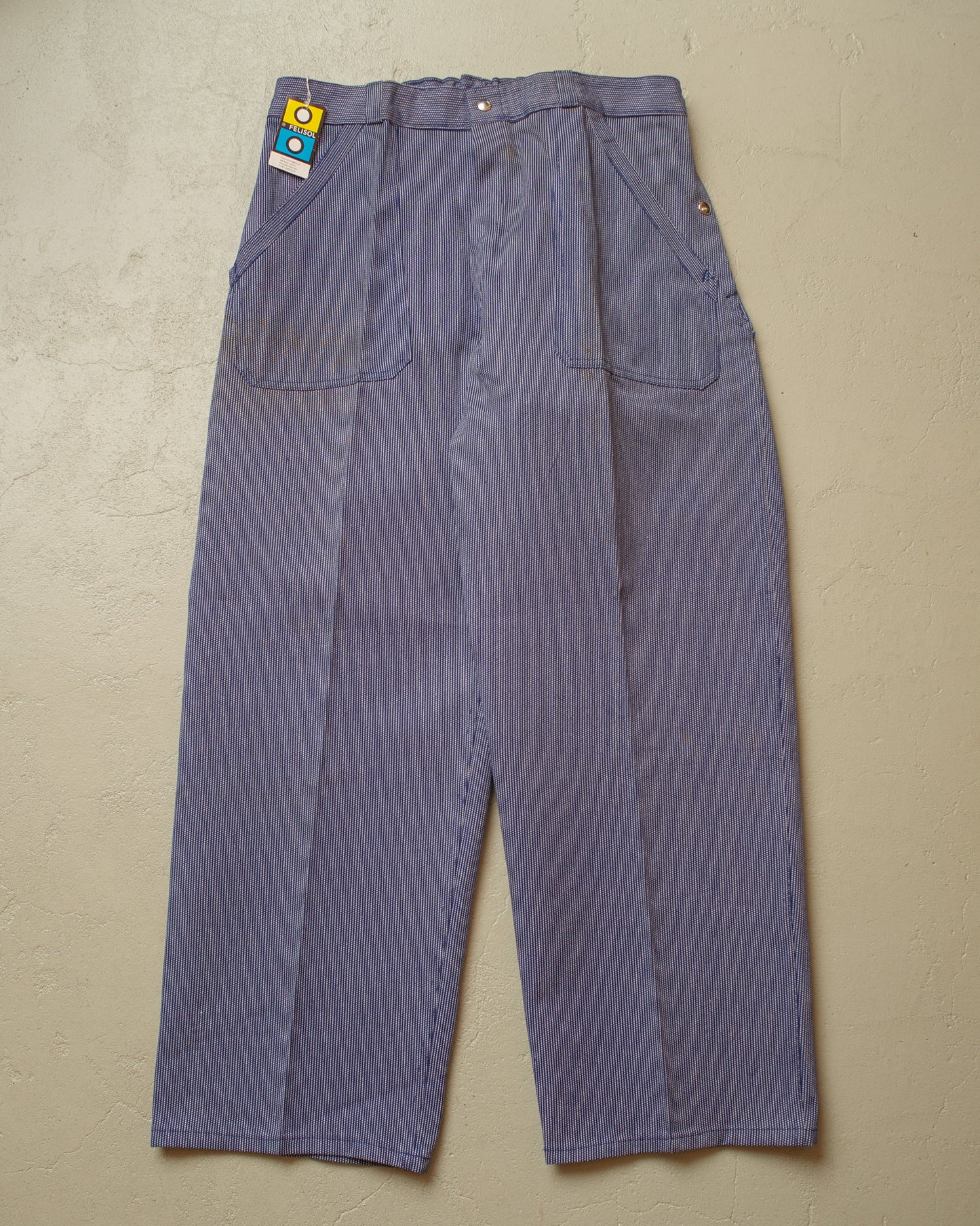 1950s/60s German Deadstock "Amerikaner" striped Work Pants blue - W35 L31,5