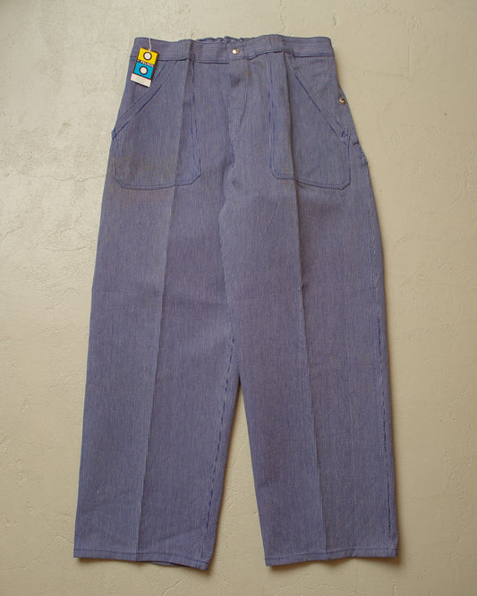 1950s/60s German Deadstock "Amerikaner" striped Work Pants blue - W35 L31,5