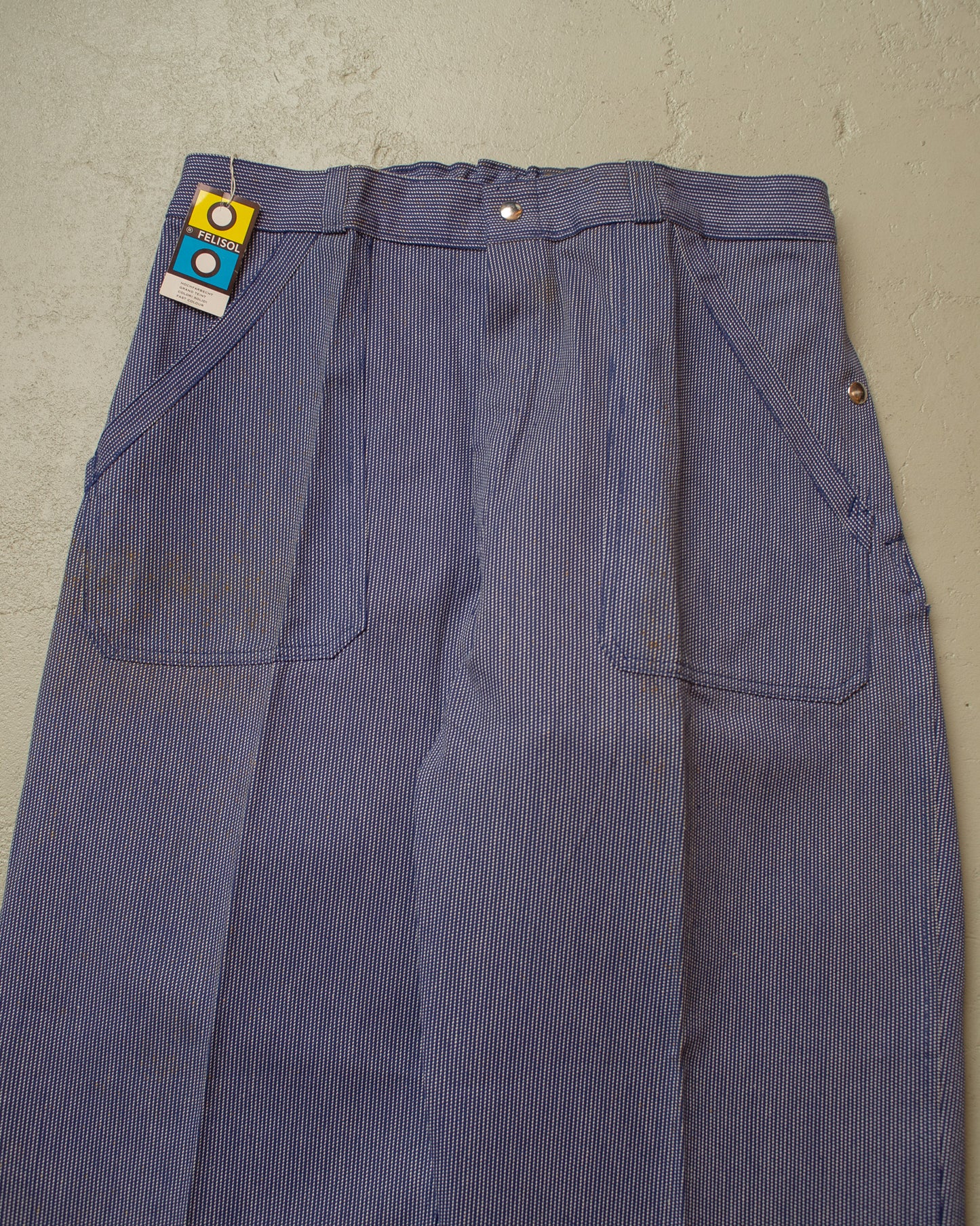 1950s/60s German Deadstock "Amerikaner" striped Work Pants blue - W35 L31,5