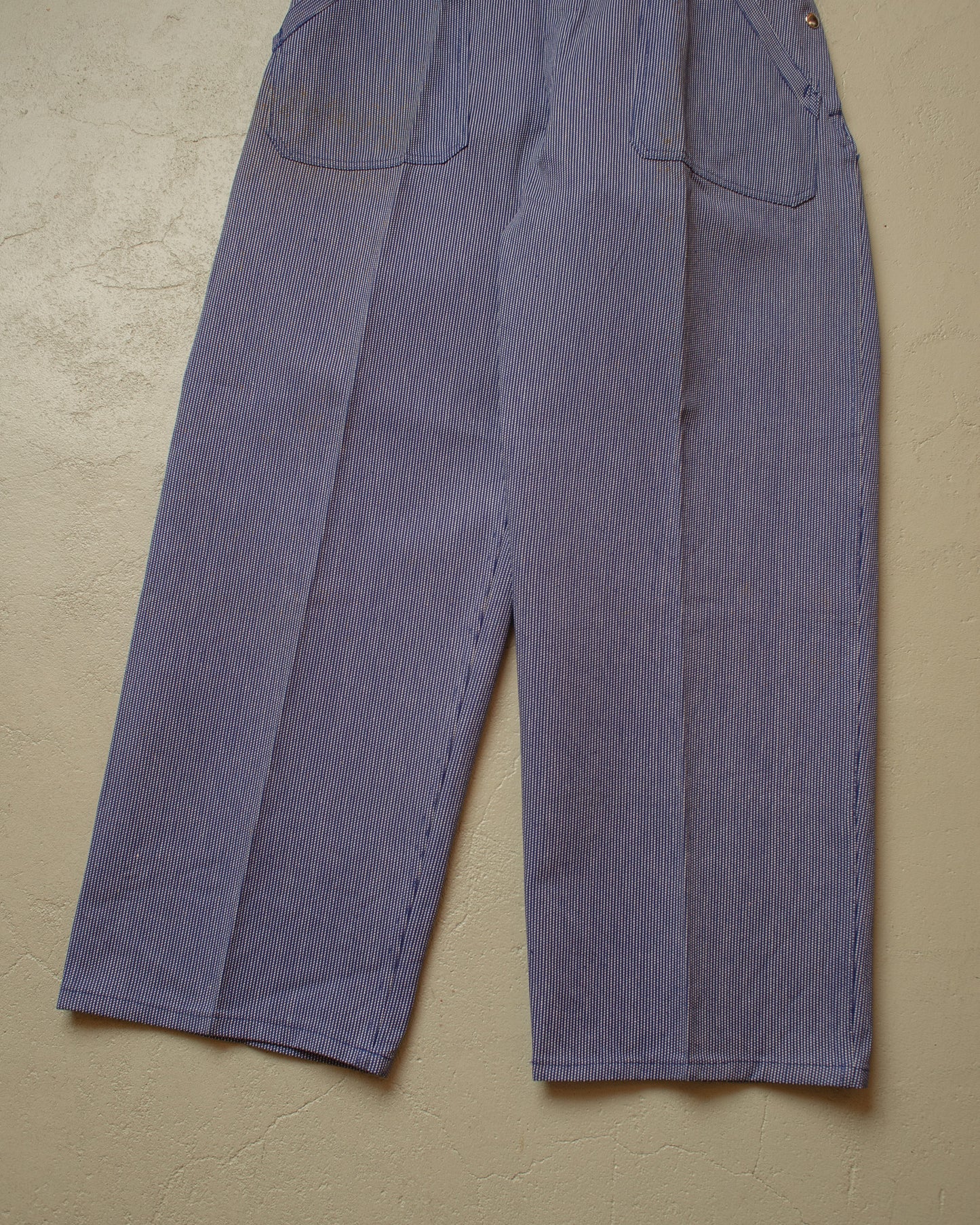 1950s/60s German Deadstock "Amerikaner" striped Work Pants blue - W35 L31,5