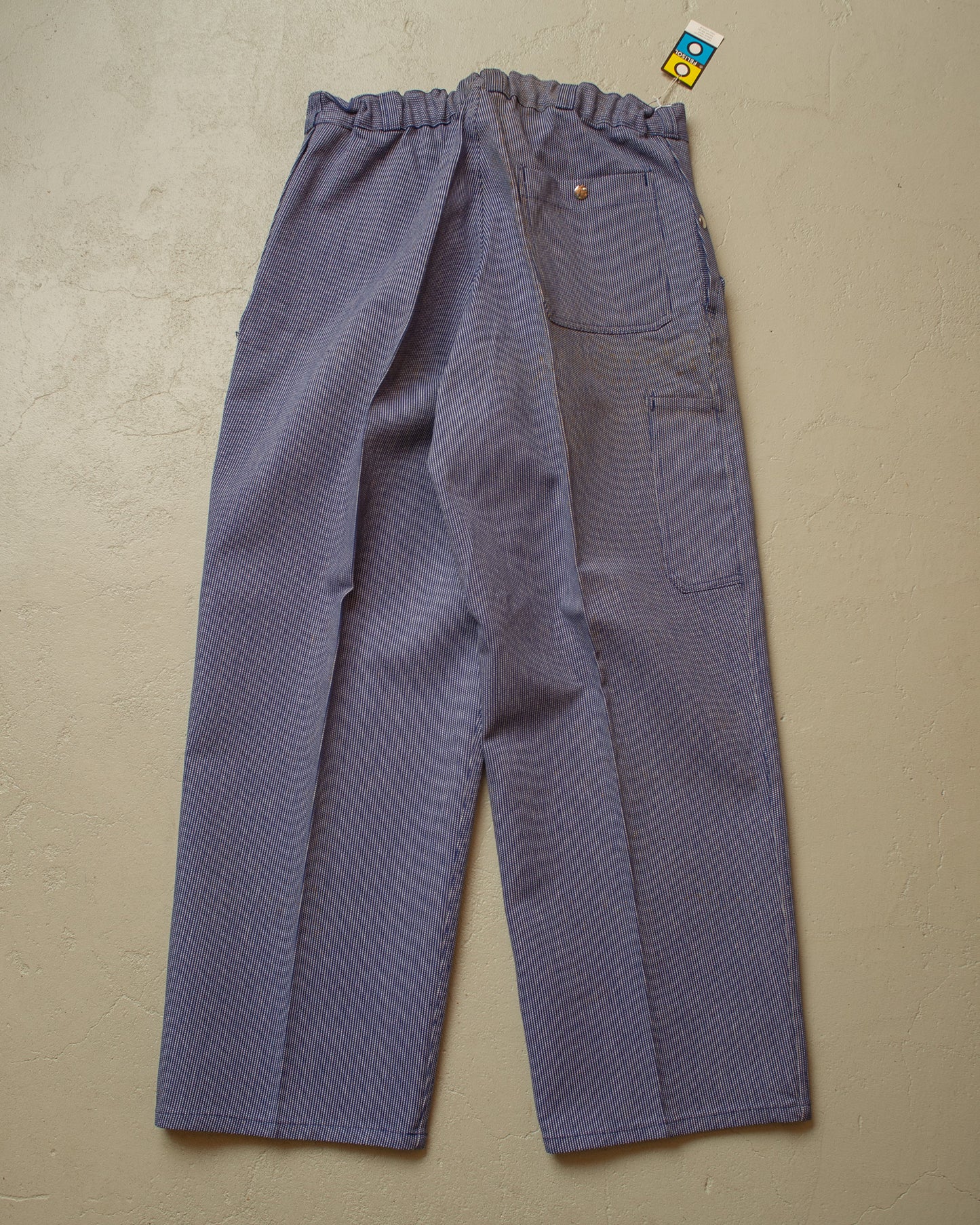 1950s/60s German Deadstock "Amerikaner" striped Work Pants blue - W35 L31,5