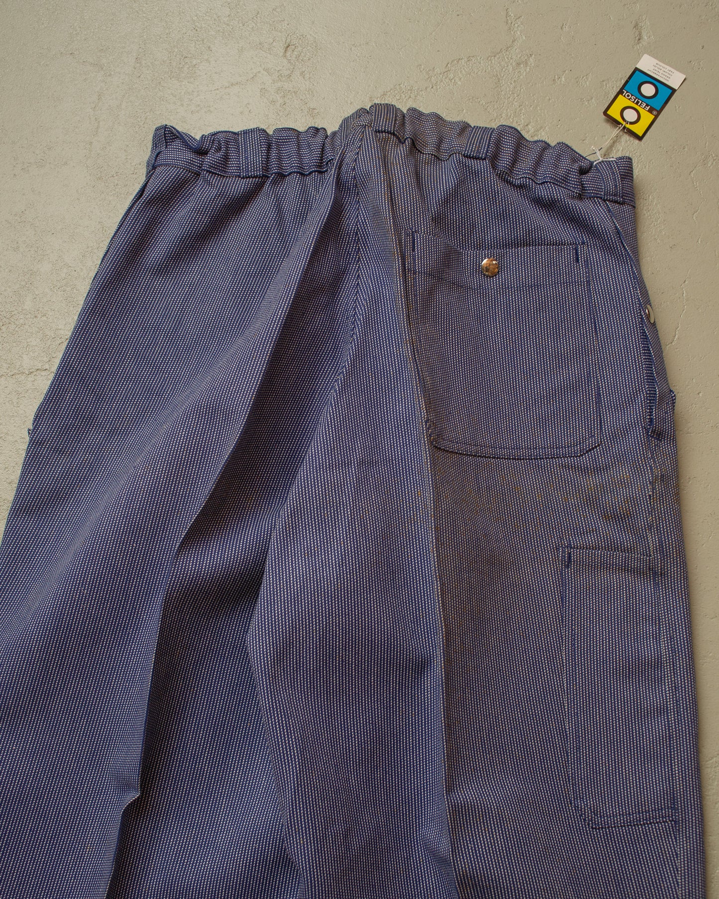 1950s/60s German Deadstock "Amerikaner" striped Work Pants blue - W35 L31,5