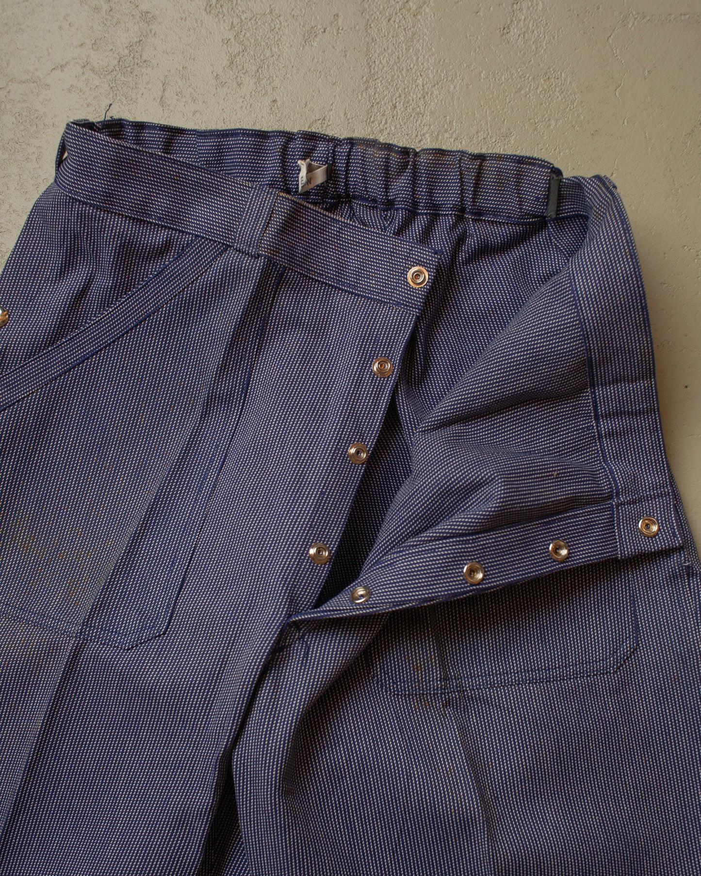 1950s/60s German Deadstock "Amerikaner" striped Work Pants blue - W35 L31,5