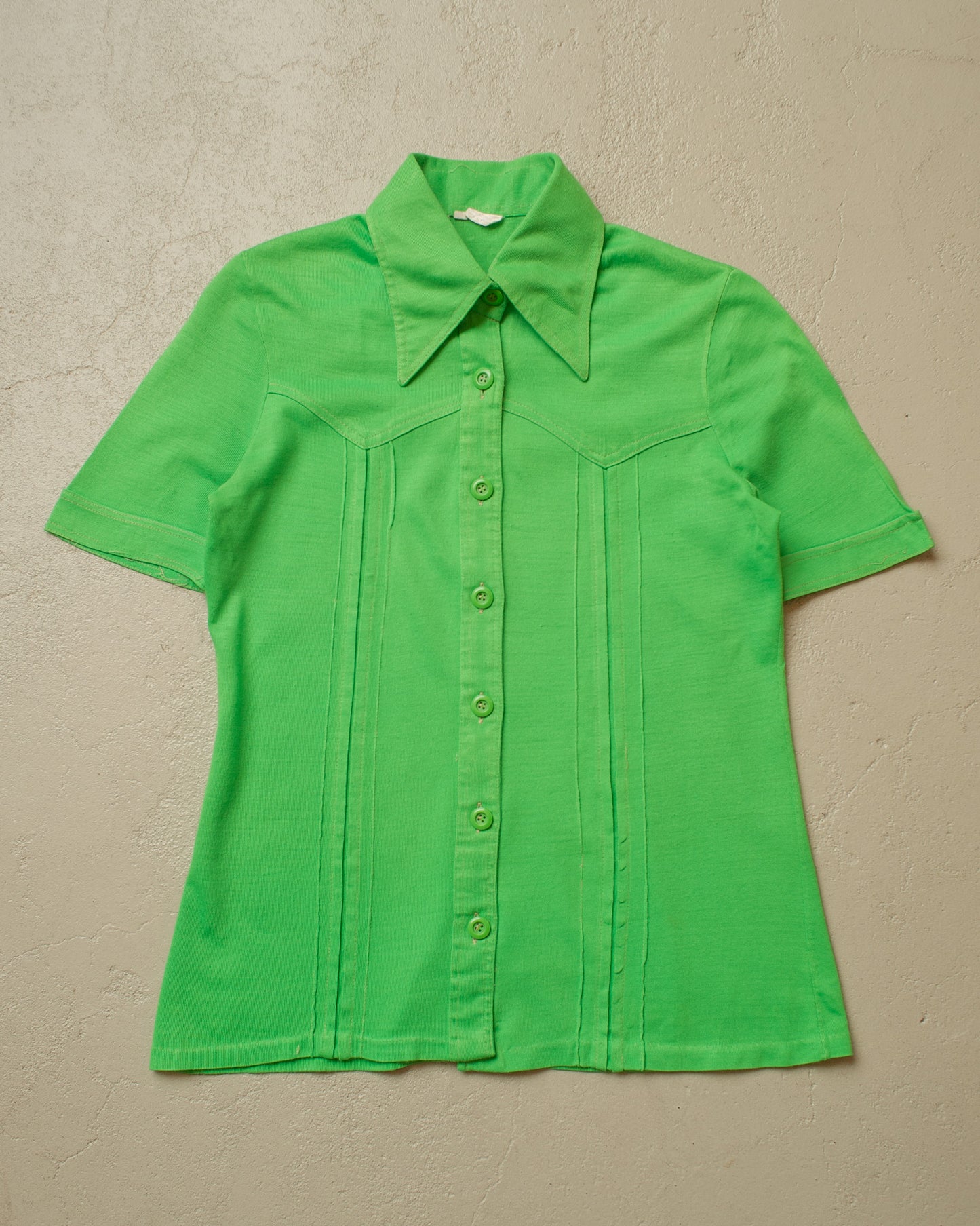 1970s Knit Polo Shirt green - XS/S