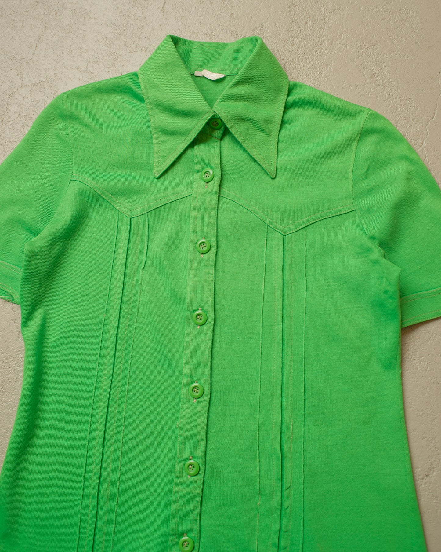 1970s Knit Polo Shirt green - XS/S