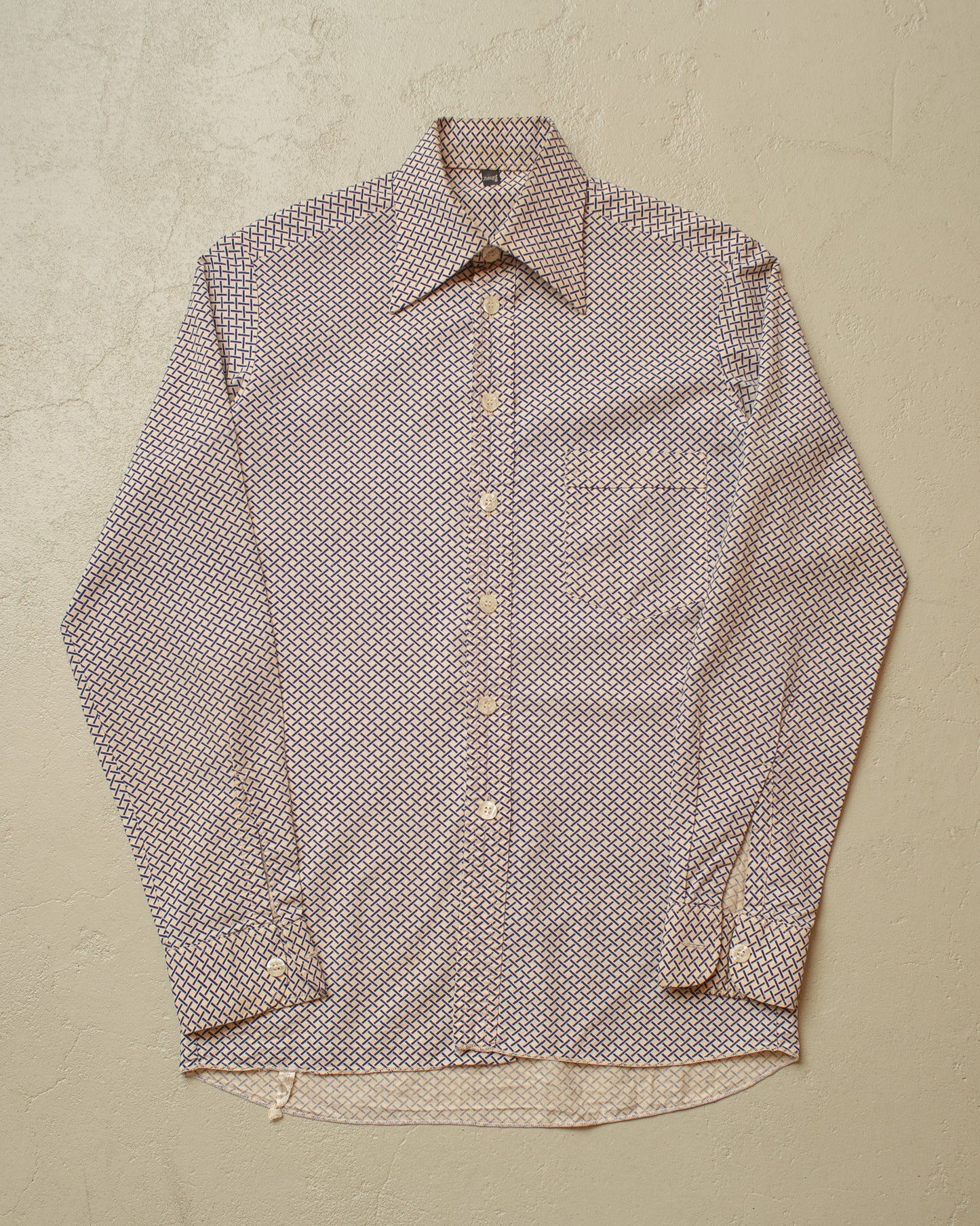 1960s/70s haupt pattern Cotton Shirt blue - M