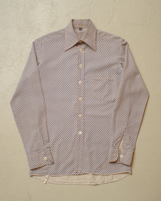 1960s/70s haupt pattern Cotton Shirt blue - M