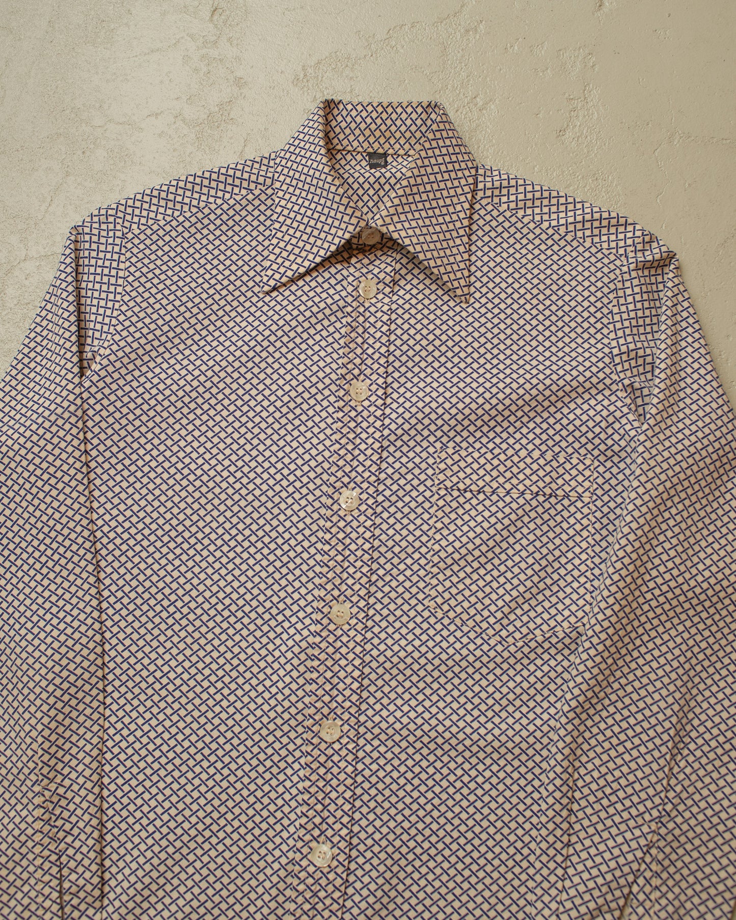 1960s/70s haupt pattern Cotton Shirt blue - M
