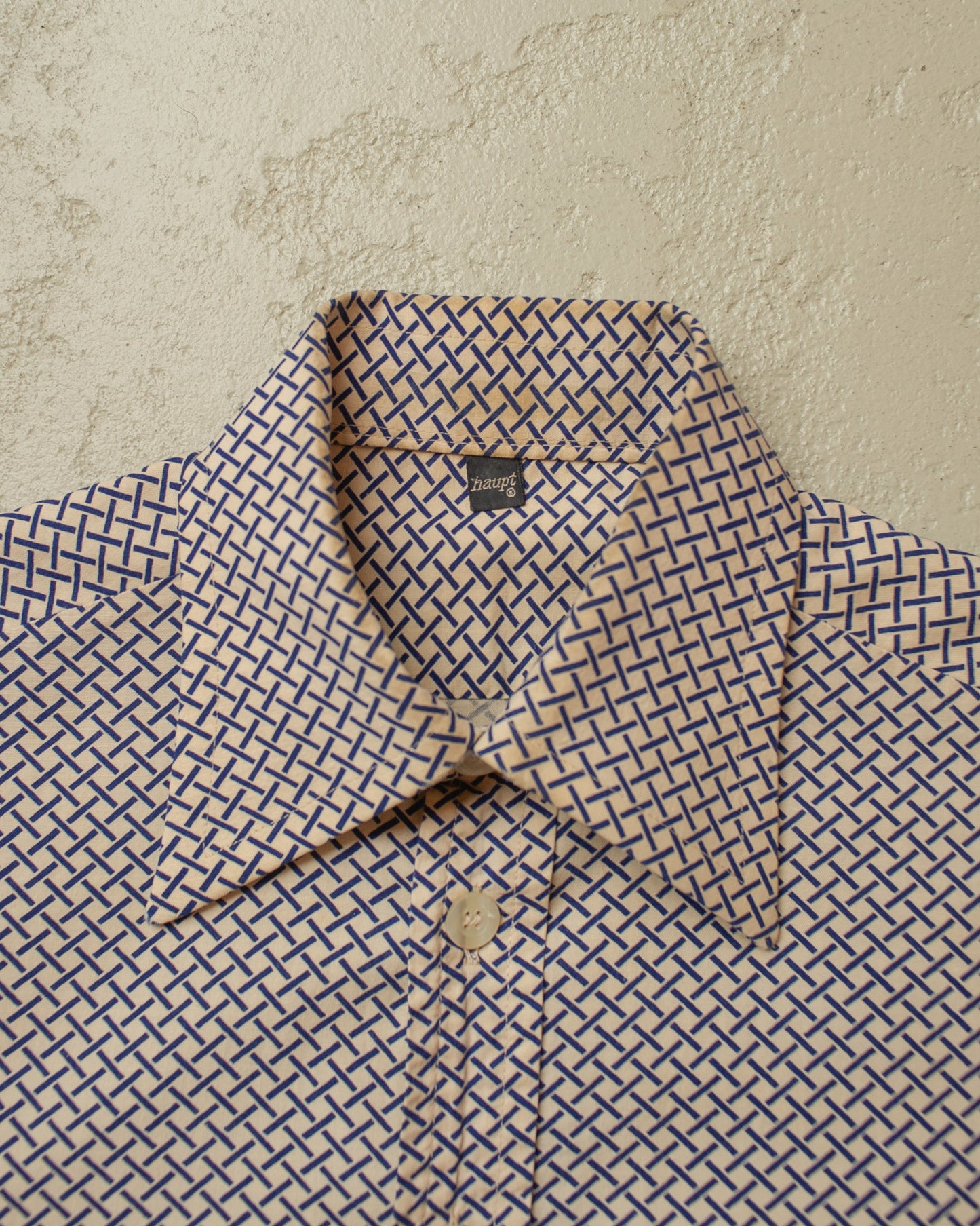 1960s/70s haupt pattern Cotton Shirt blue - M