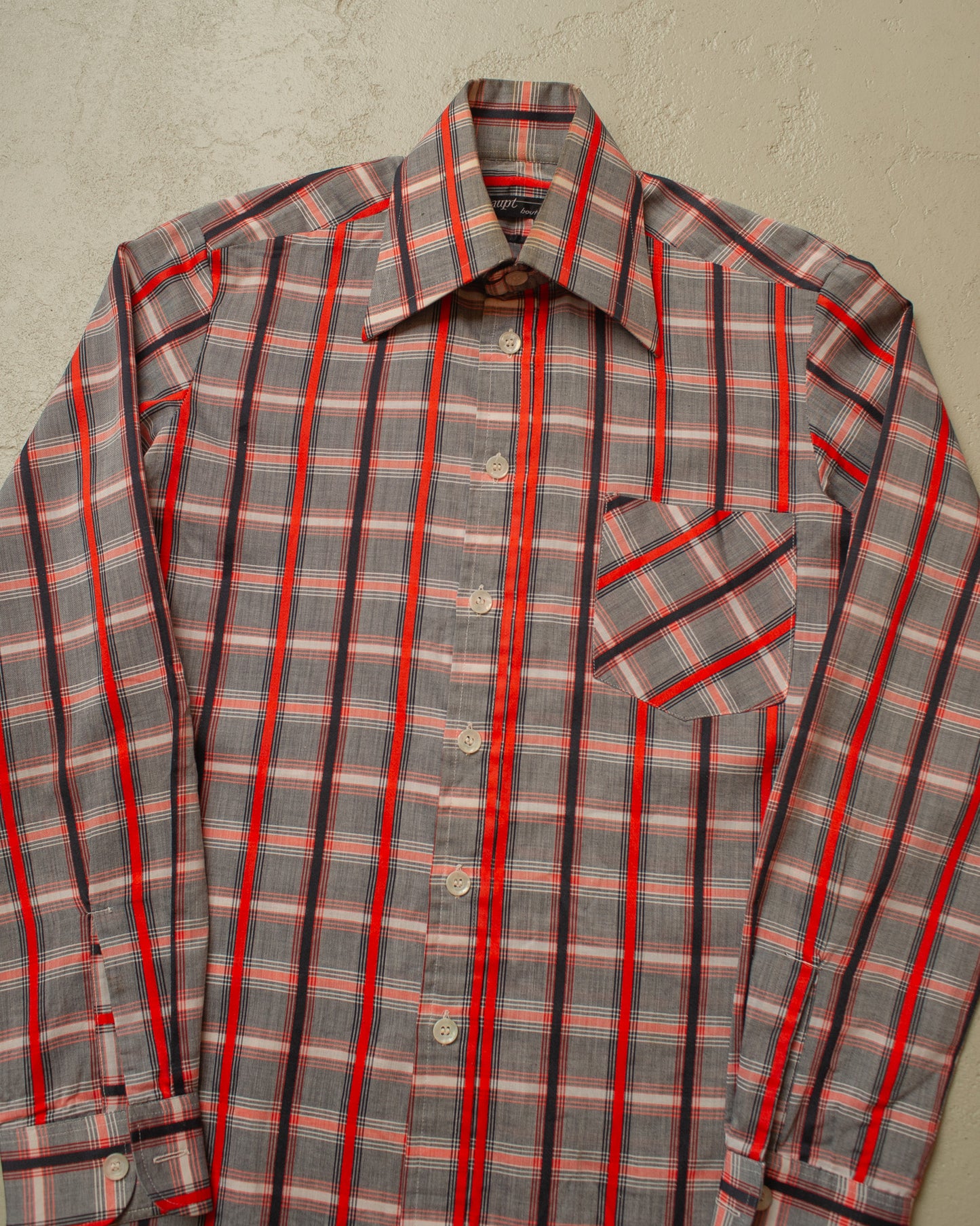 1960s/70s haupt checkered Cotton Shirt red - M