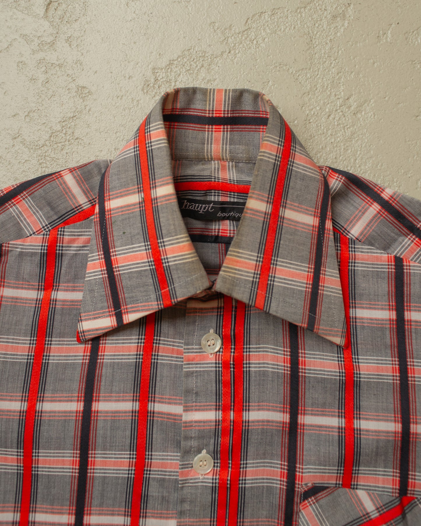 1960s/70s haupt checkered Cotton Shirt red - M