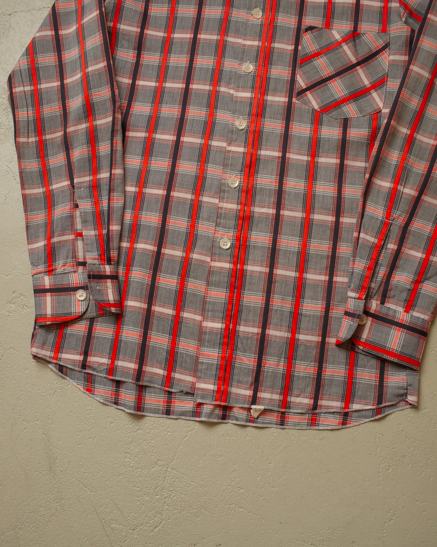 1960s/70s haupt checkered Cotton Shirt red - M