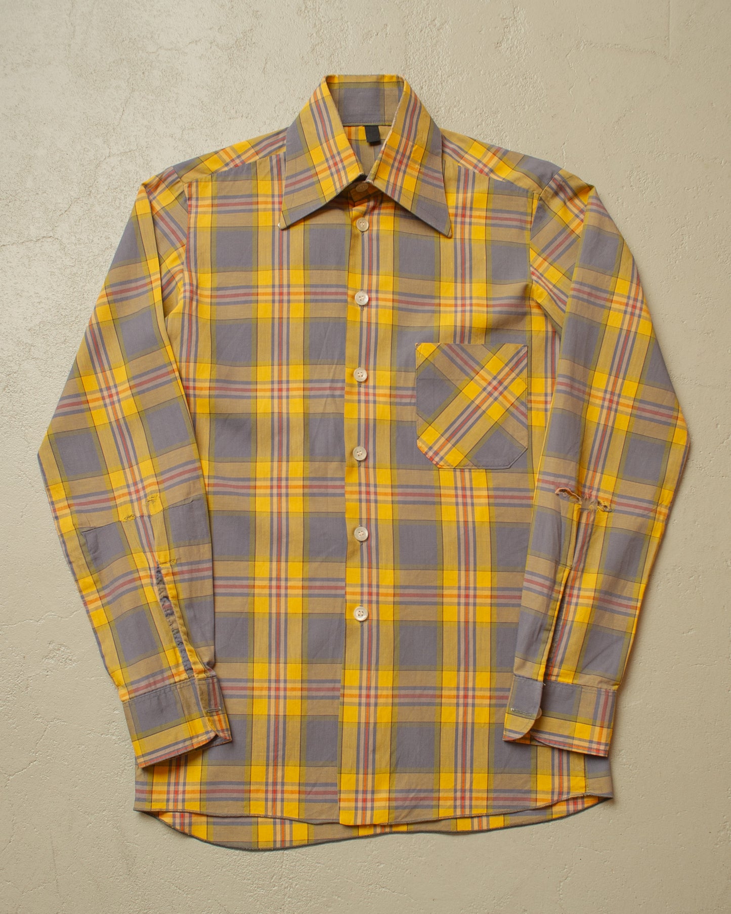 1960s/70s haupt checkered Shirt yellow - S/M