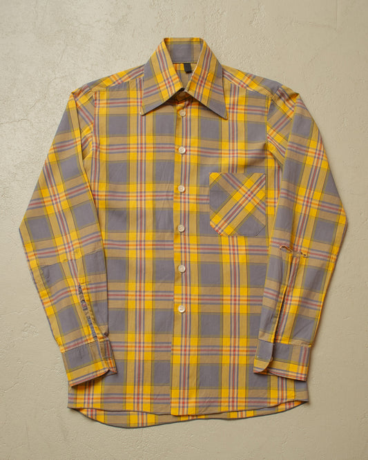 1960s/70s haupt checkered Shirt yellow - S/M