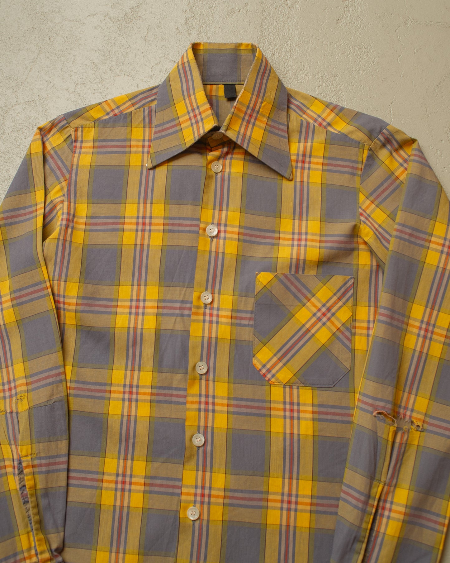 1960s/70s haupt checkered Shirt yellow - S/M