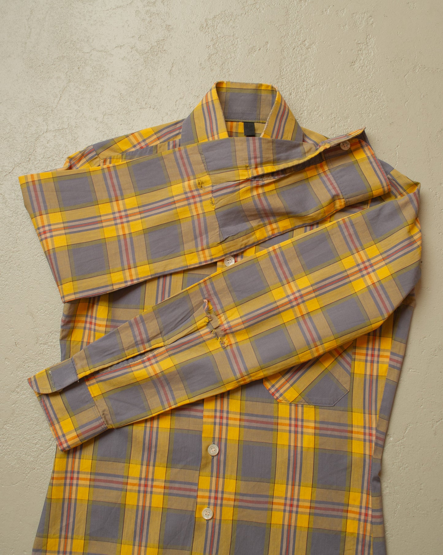 1960s/70s haupt checkered Shirt yellow - S/M