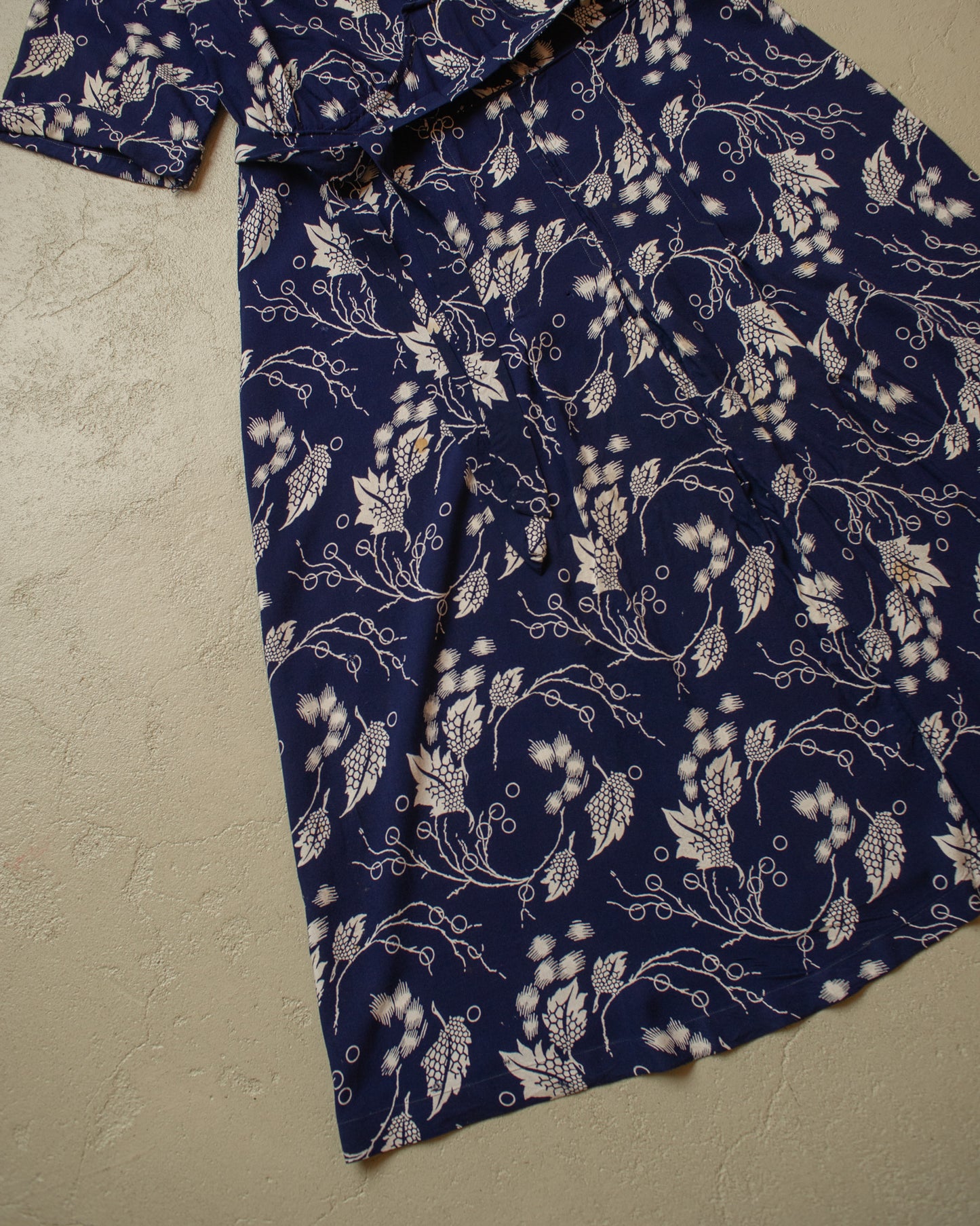 1940s/50s German Womens Flower Print Dress navyblue - M